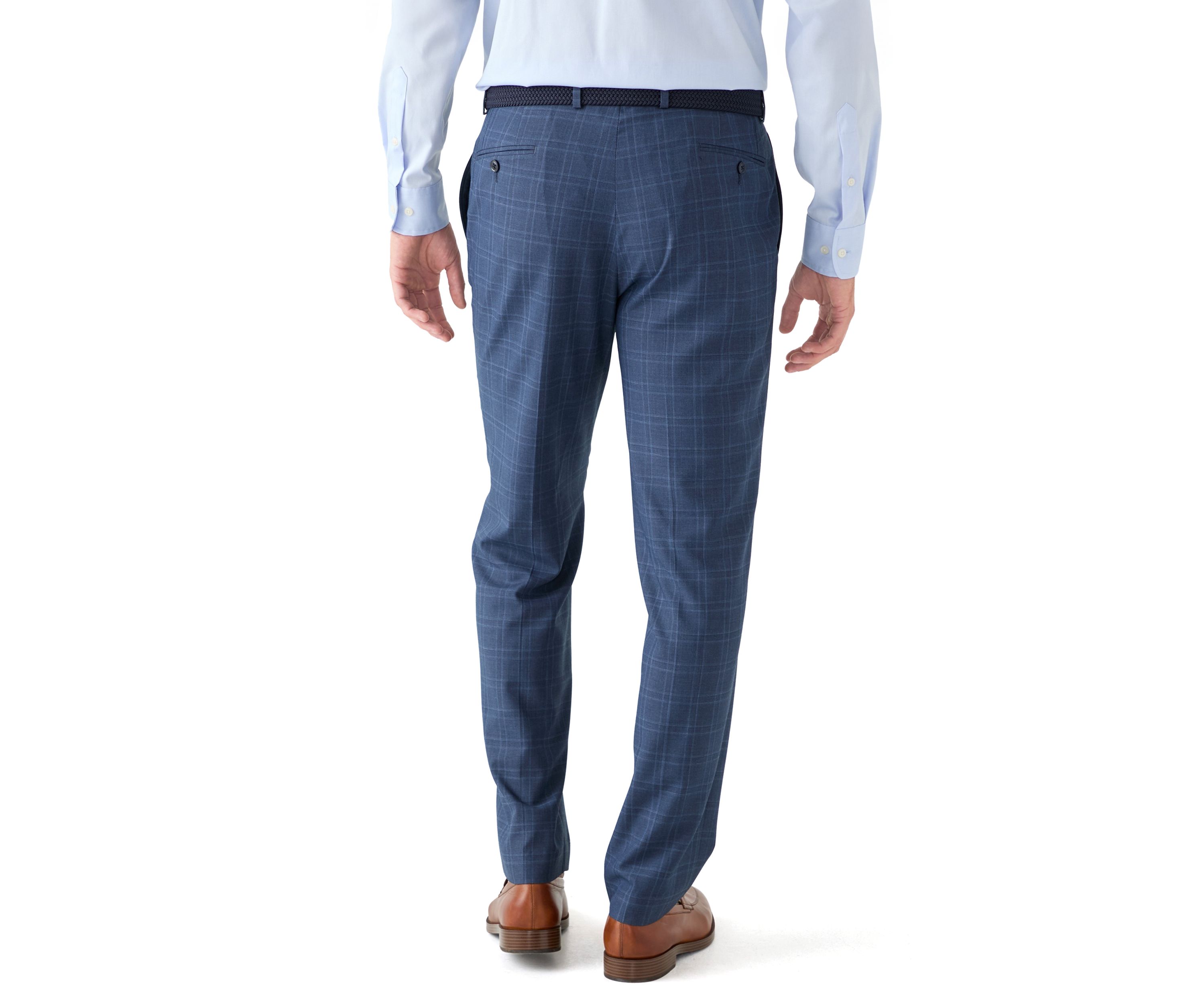 Blue Plaid Suit Pants