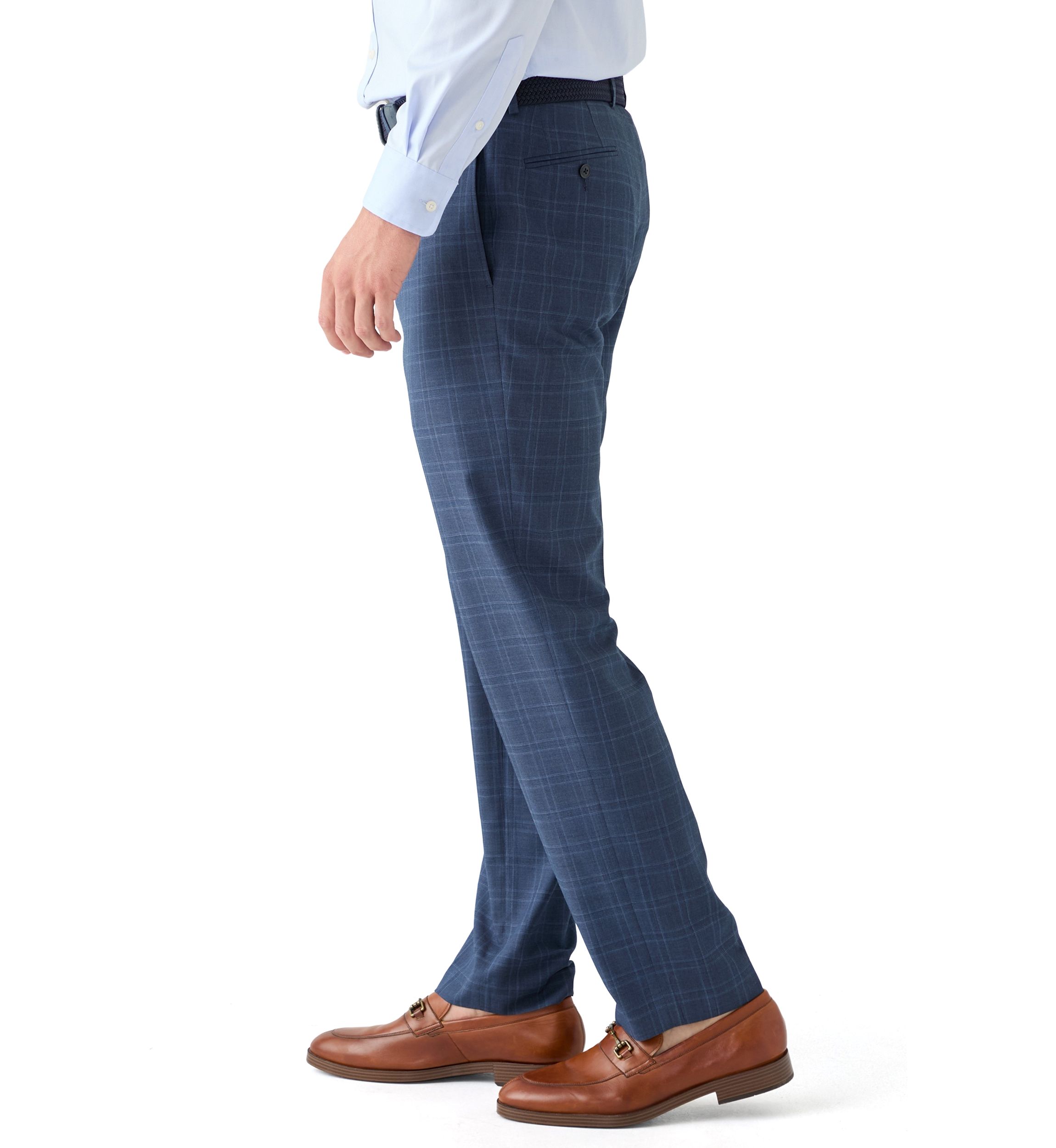 Blue Plaid Suit Pants