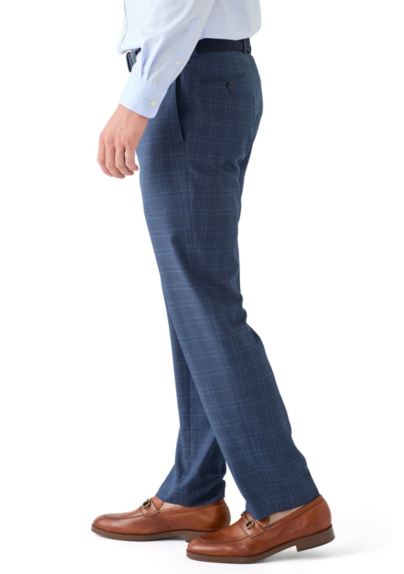 Blue Plaid Suit Pants