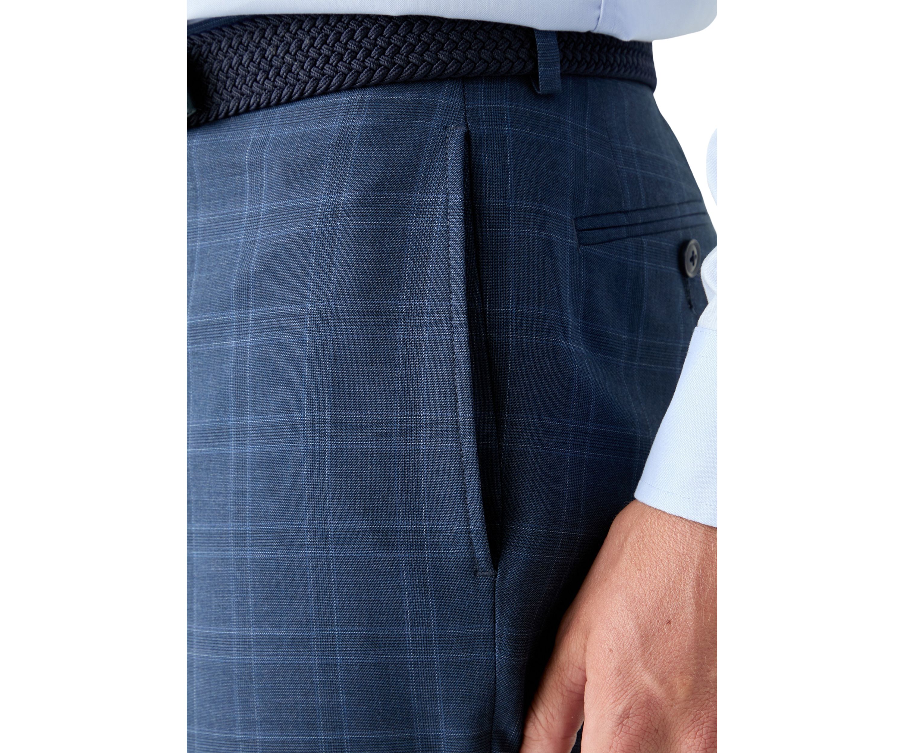 Blue Plaid Suit Pants