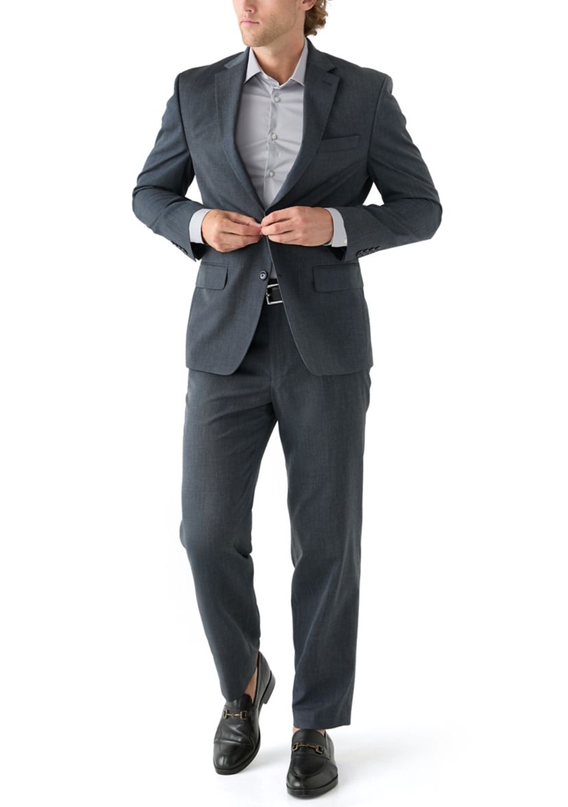 Blue Nailhead Solid Suit Pants