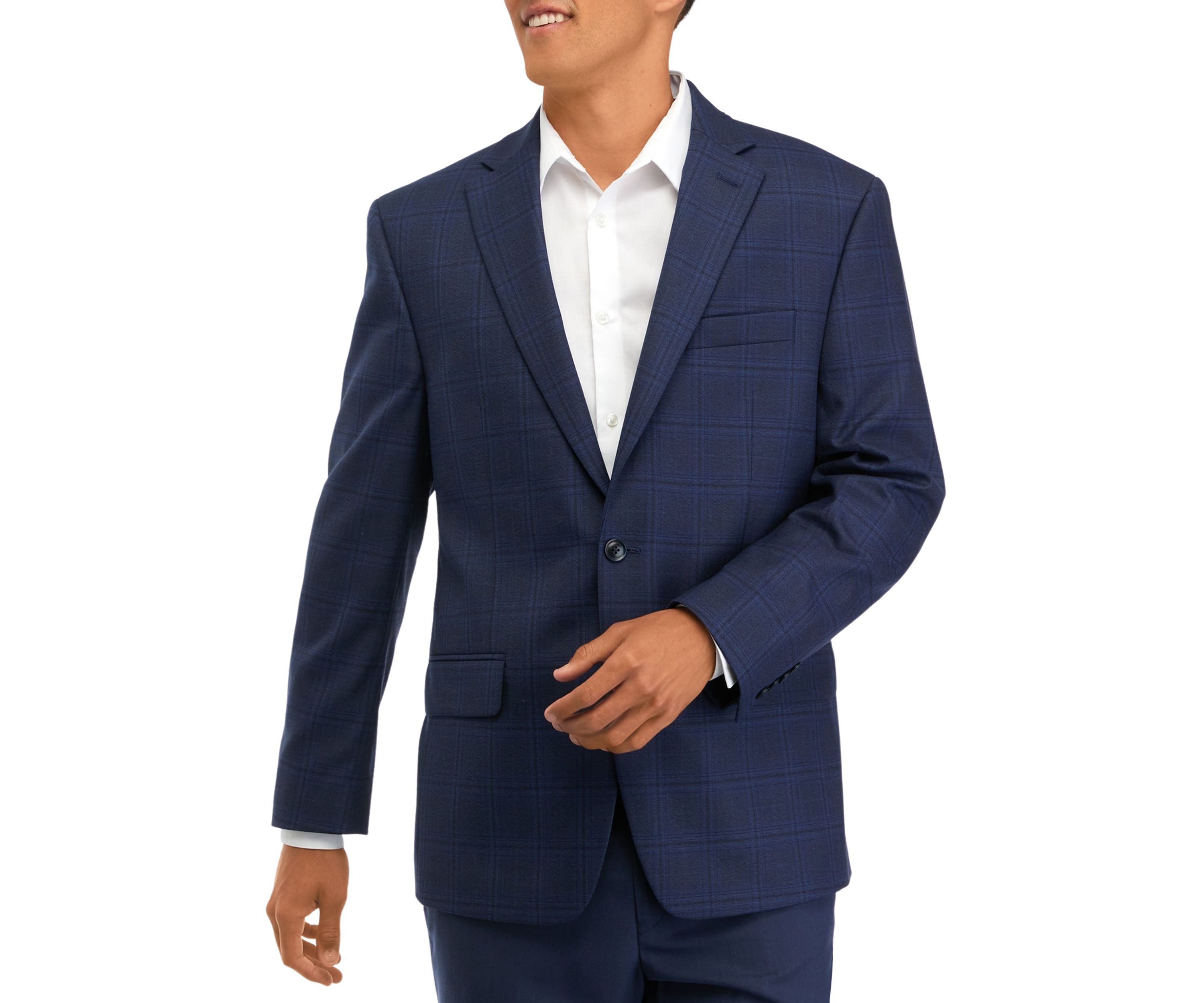 Mens Navy Plaid Sportscoat