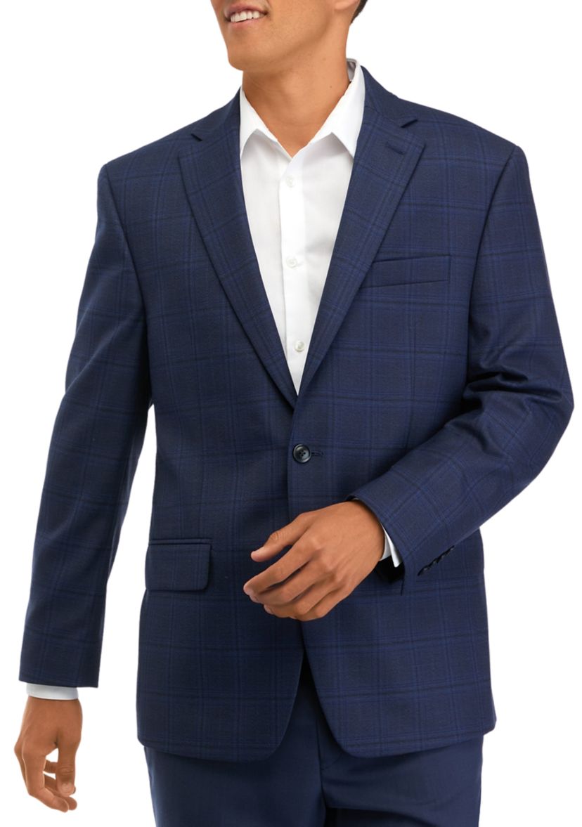 Mens Navy Plaid Sportscoat