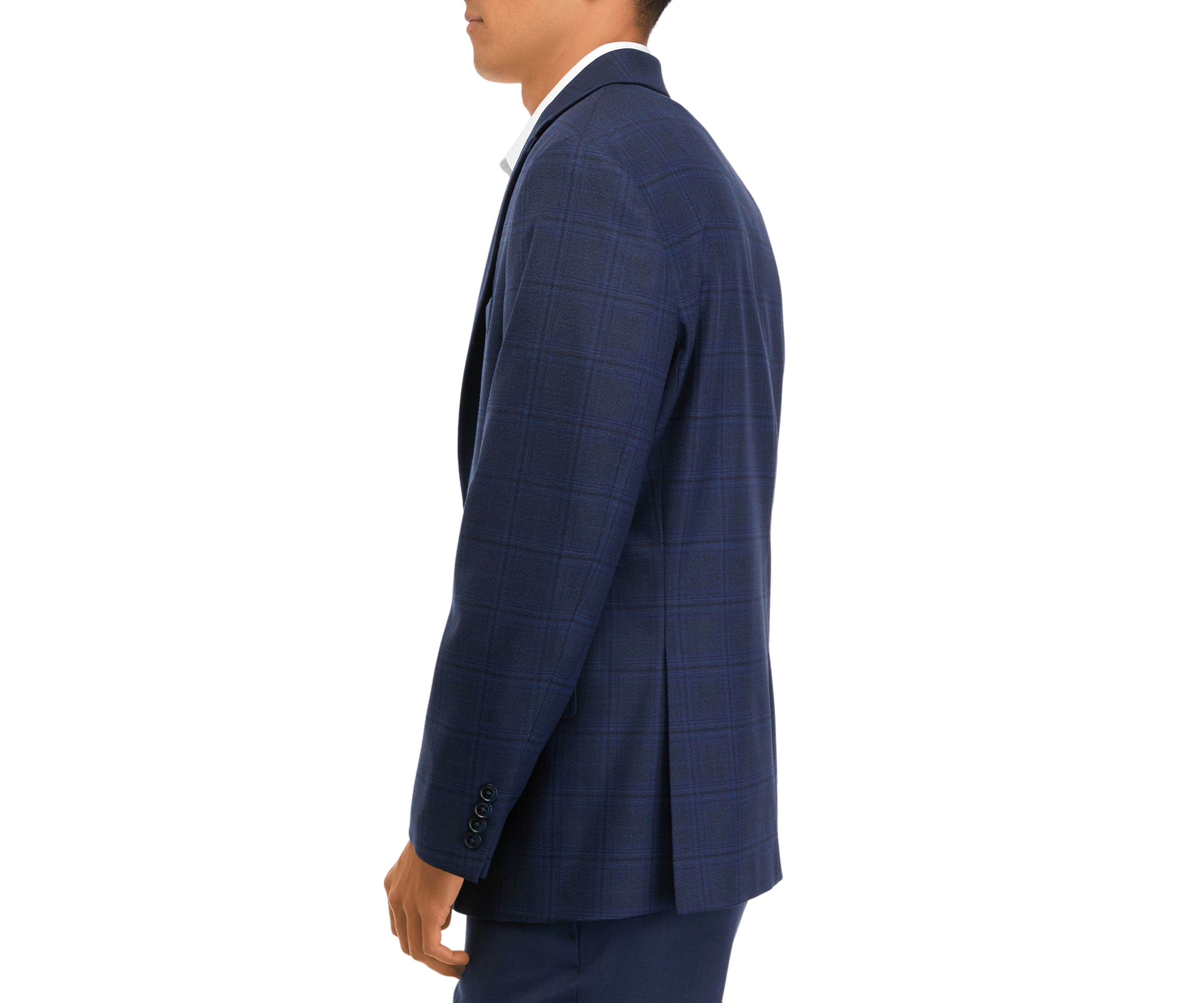 Mens Navy Plaid Sportscoat