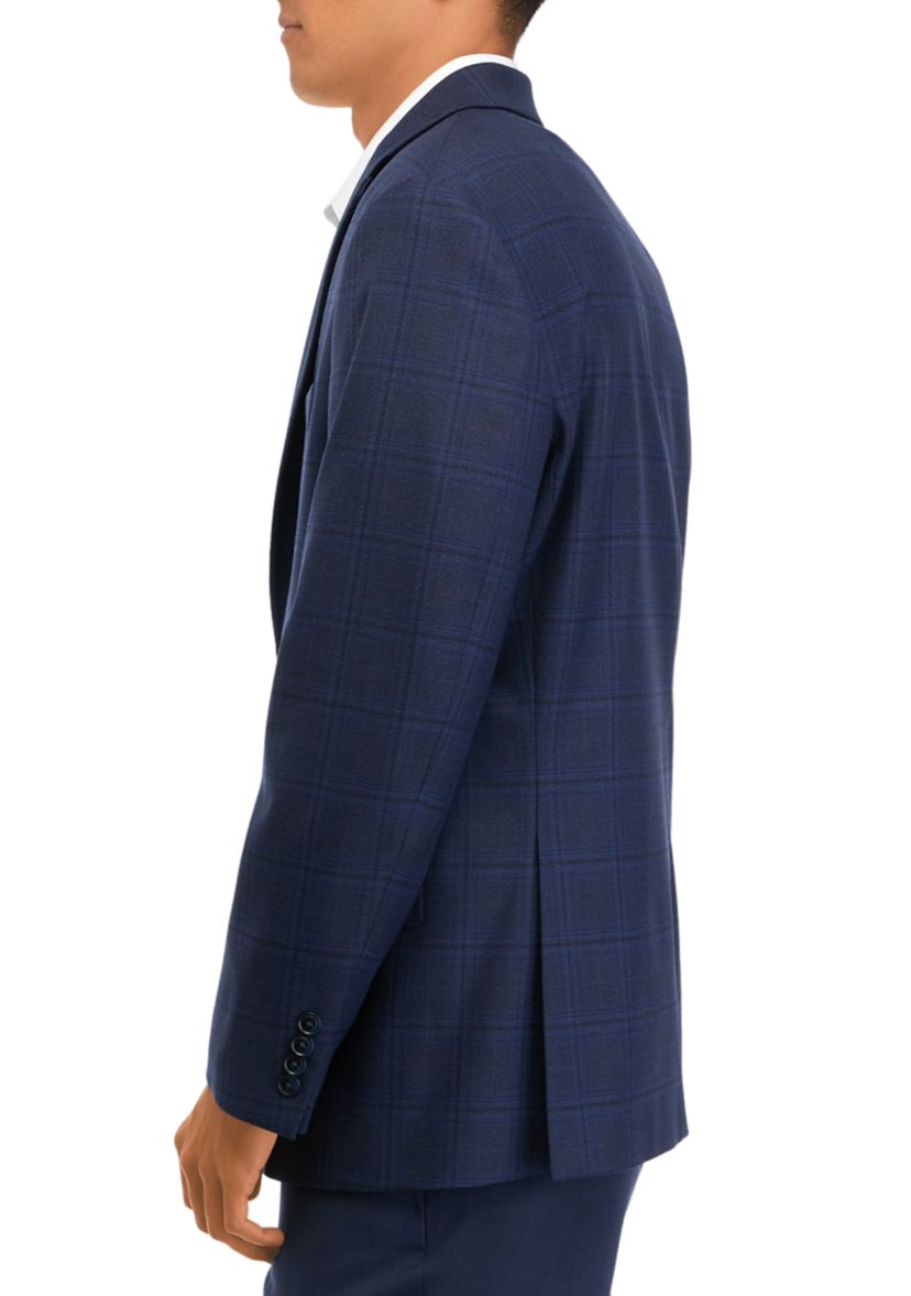 Mens Navy Plaid Sportscoat