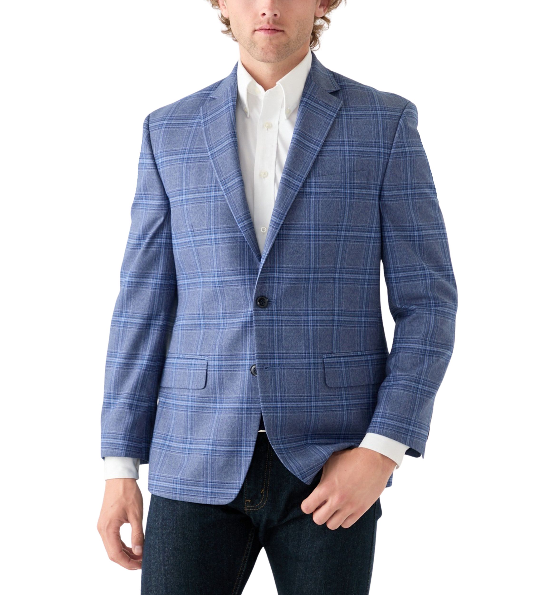 Blue Plaid Printed Sportcoat