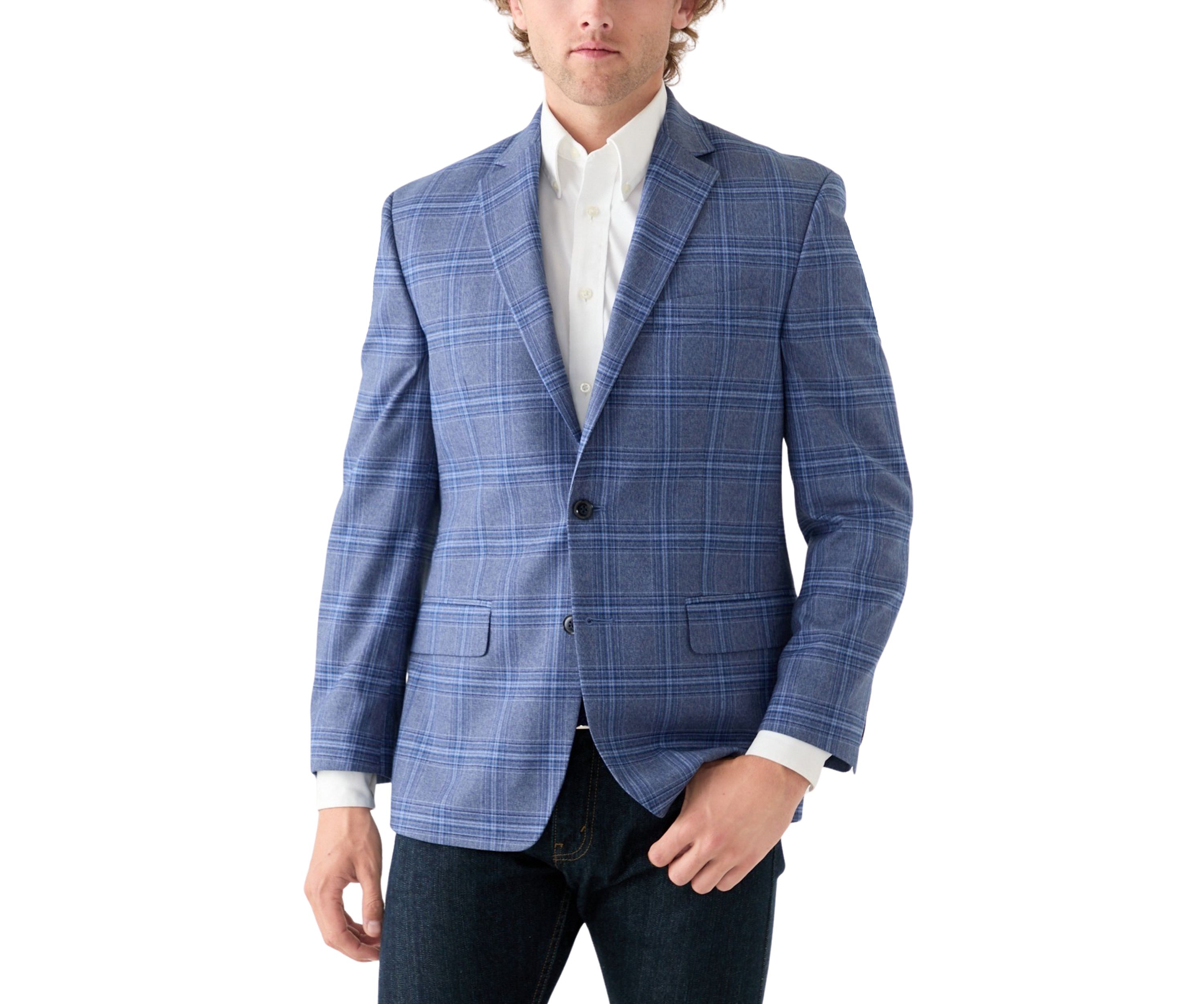 Blue Plaid Printed Sportcoat