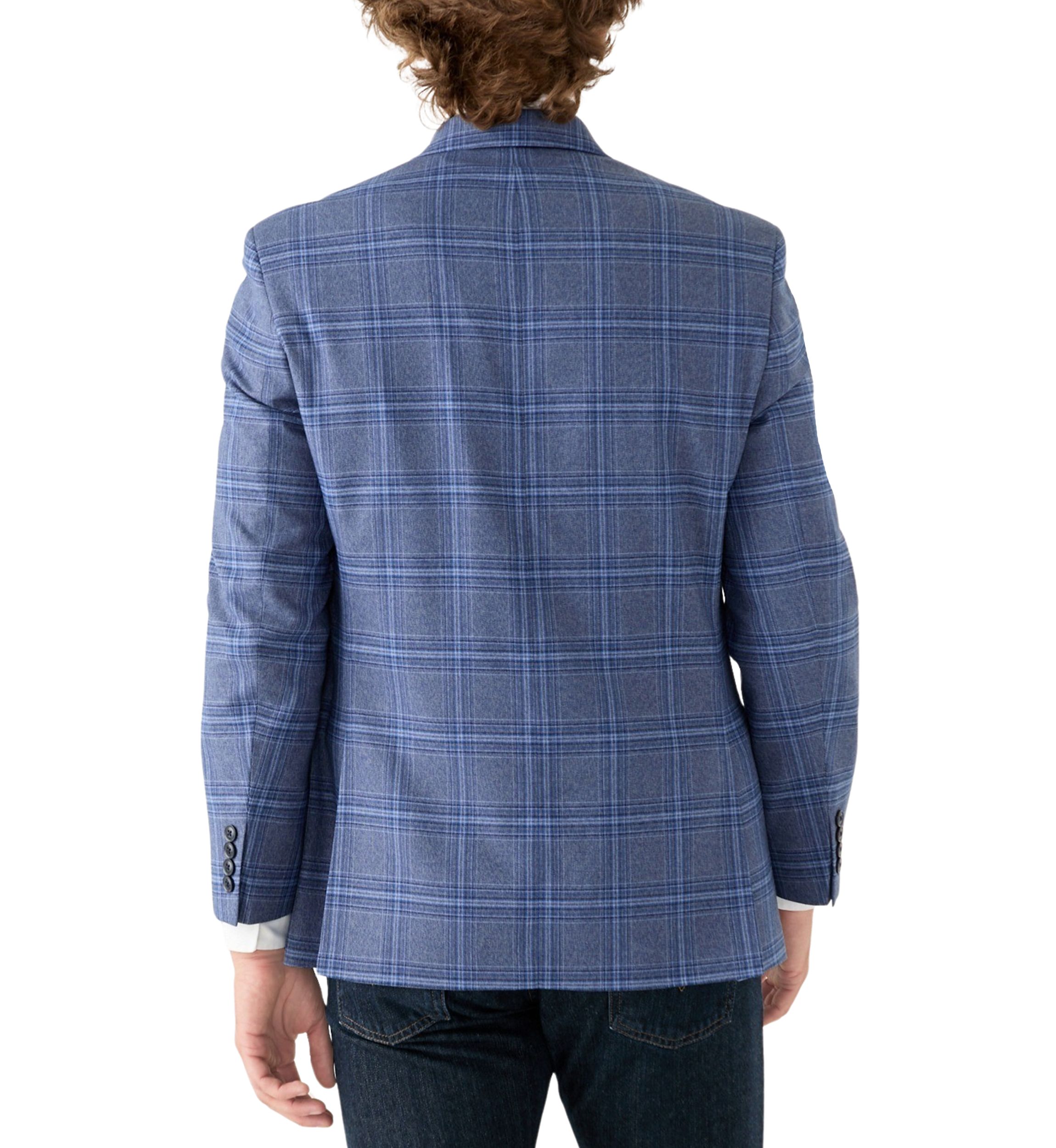 Blue Plaid Printed Sportcoat