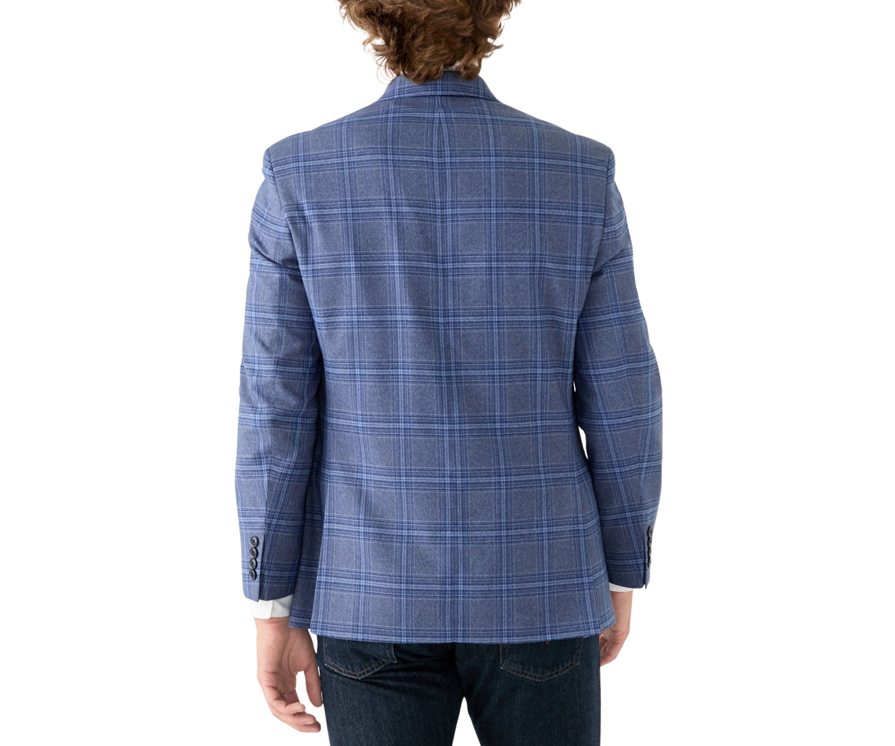Blue Plaid Printed Sportcoat