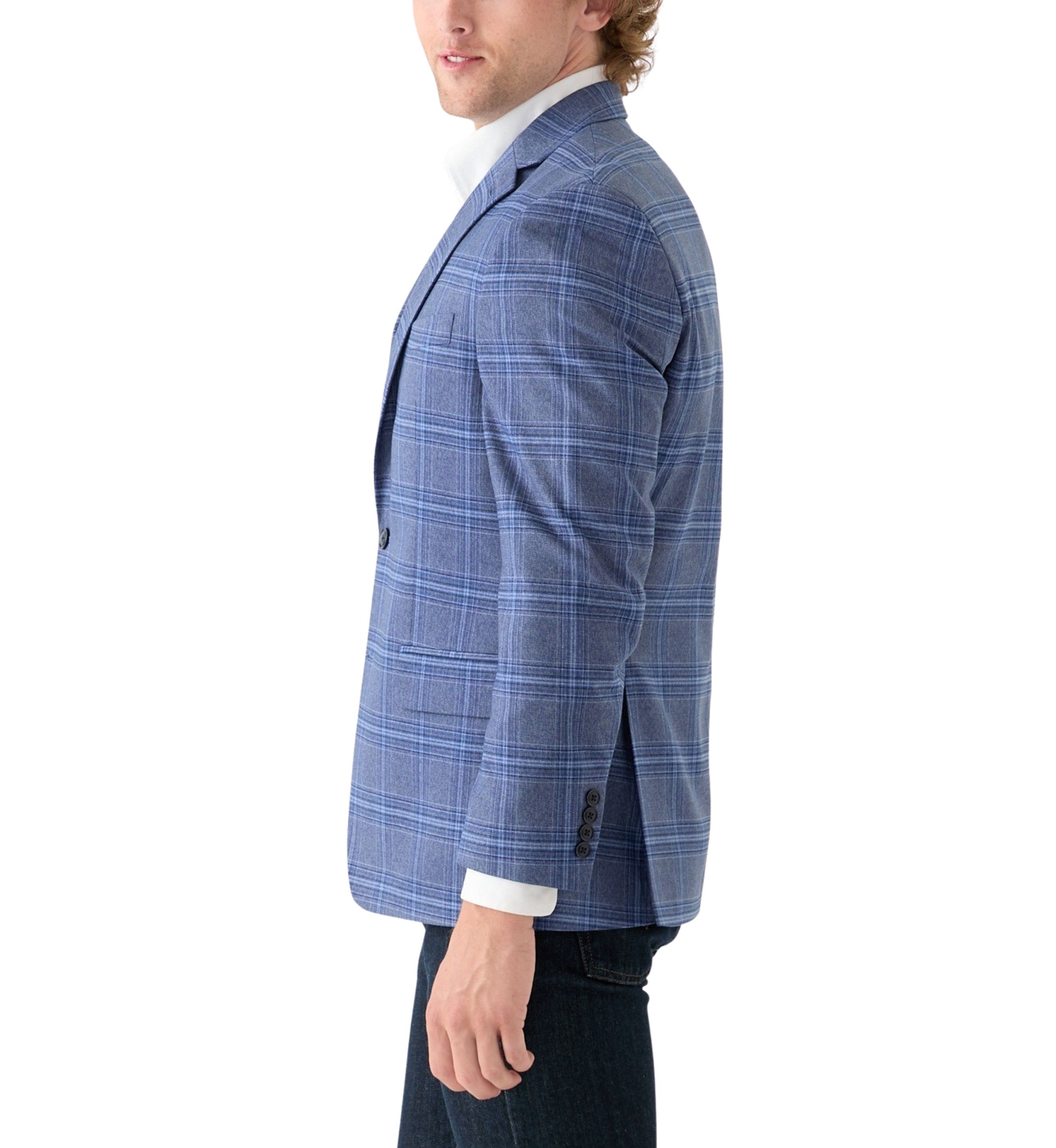 Blue Plaid Printed Sportcoat