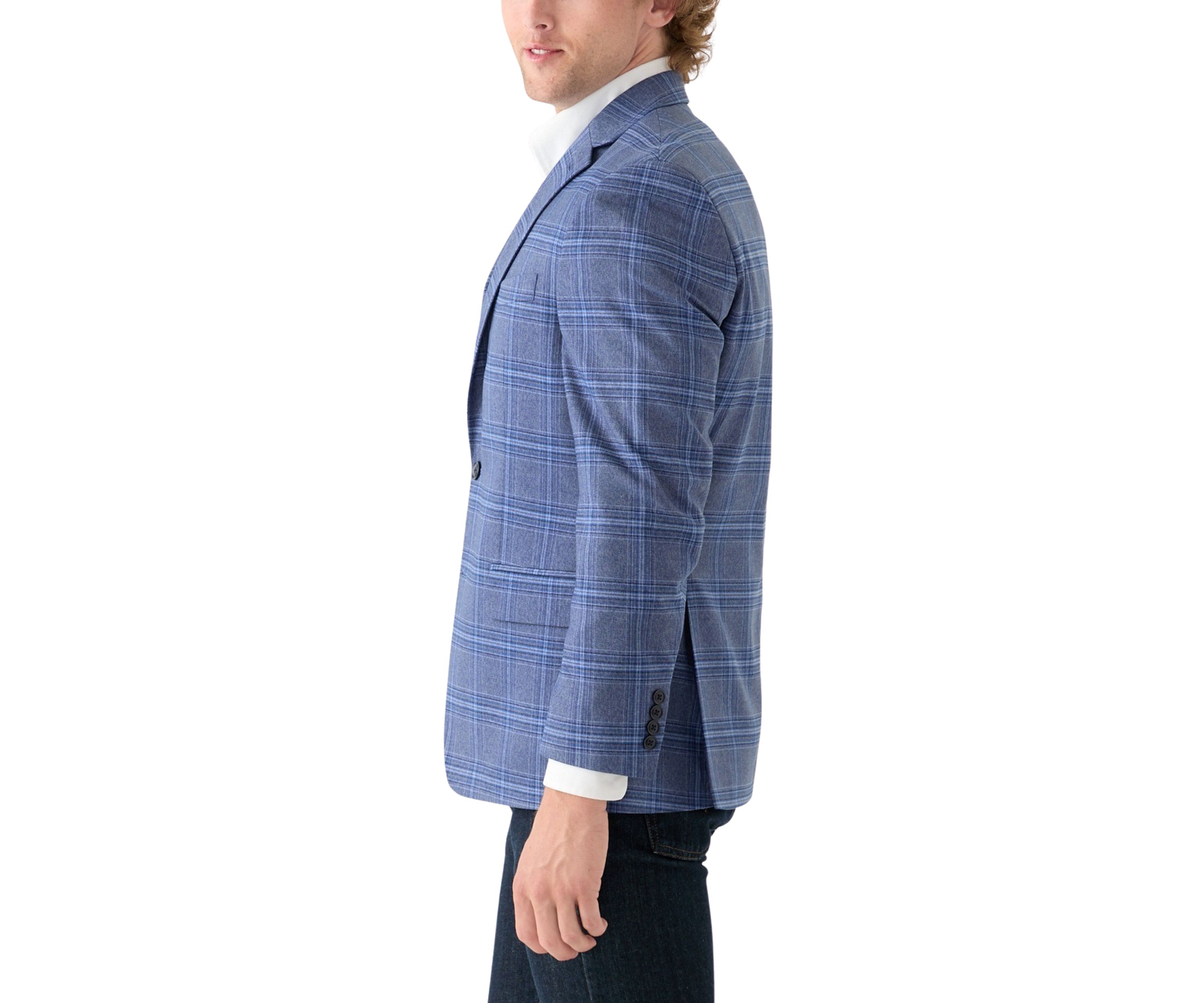 Blue Plaid Printed Sportcoat