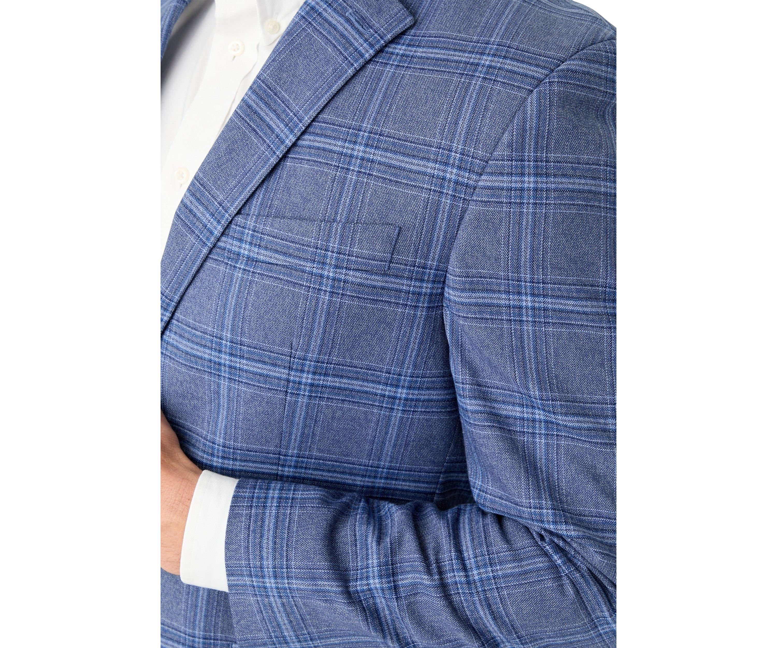 Blue Plaid Printed Sportcoat