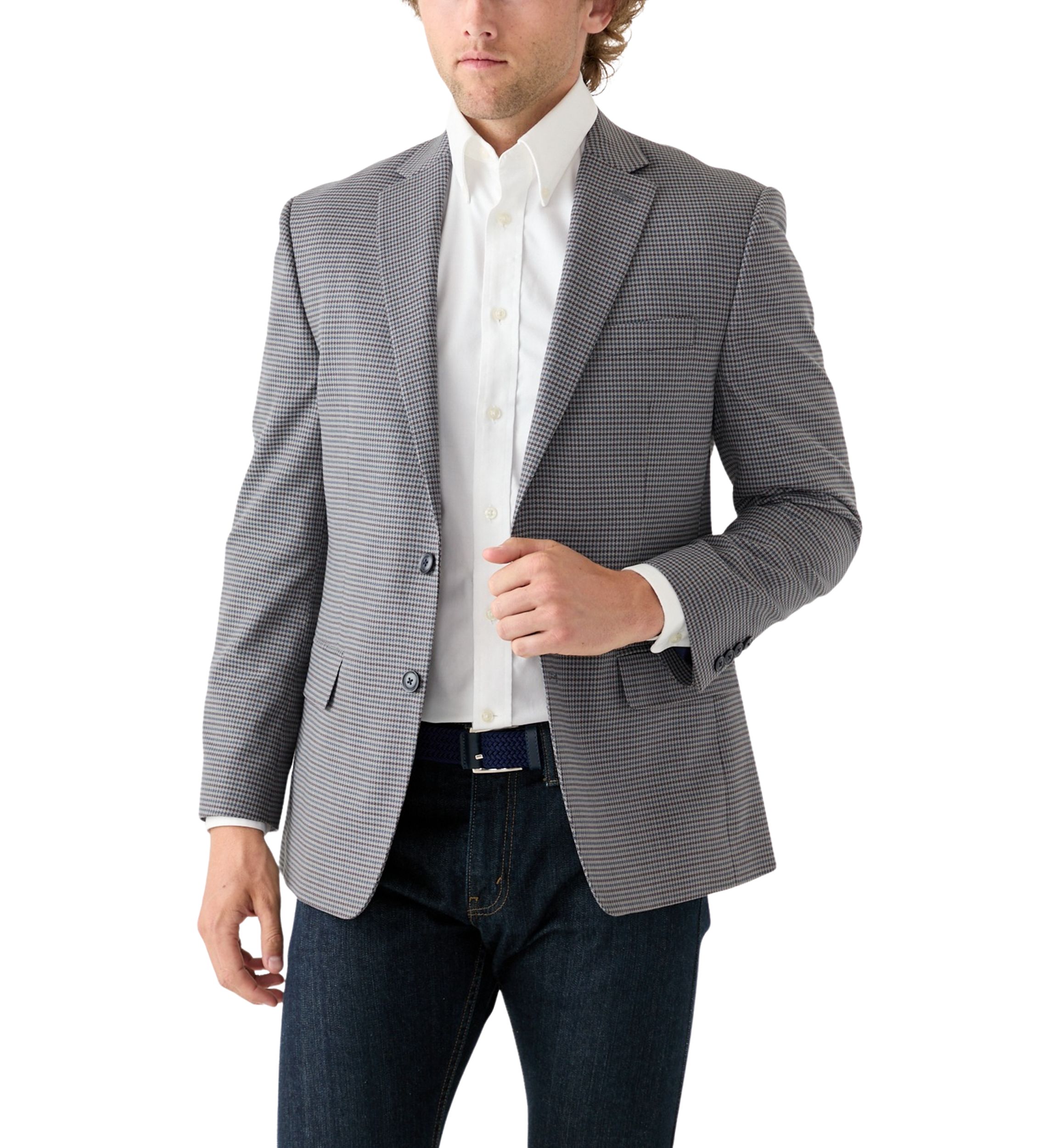 Tan Blue Check Printed Sportcoat
