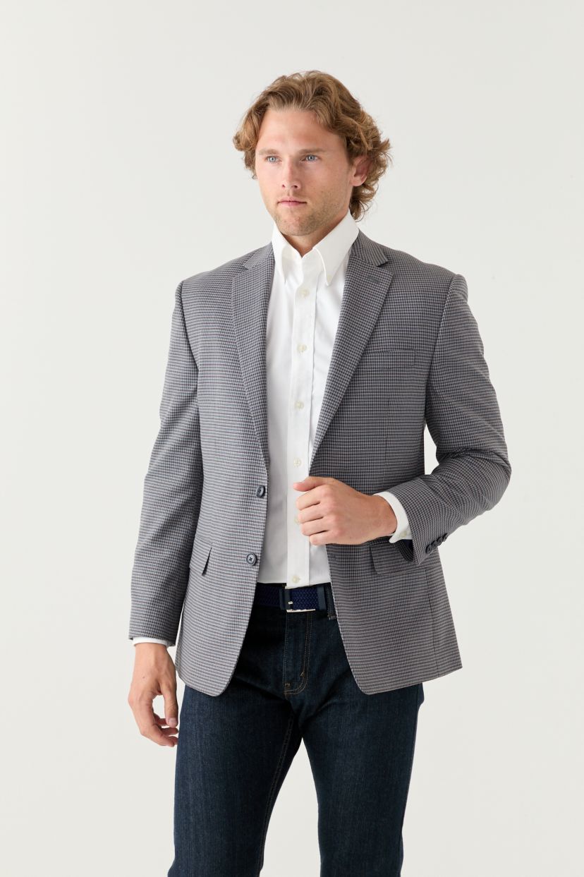 Tan Blue Check Printed Sportcoat
