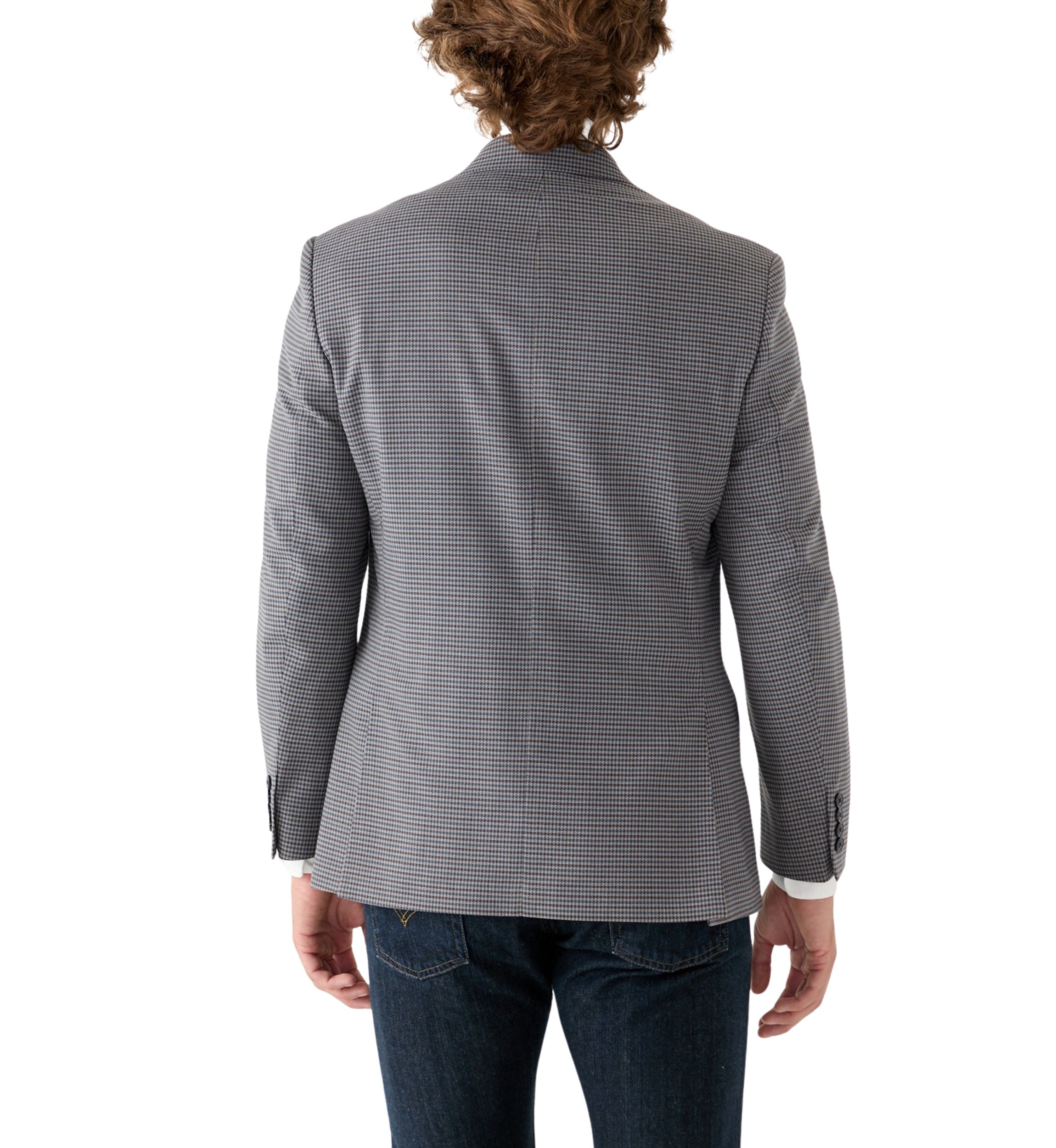 Tan Blue Check Printed Sportcoat