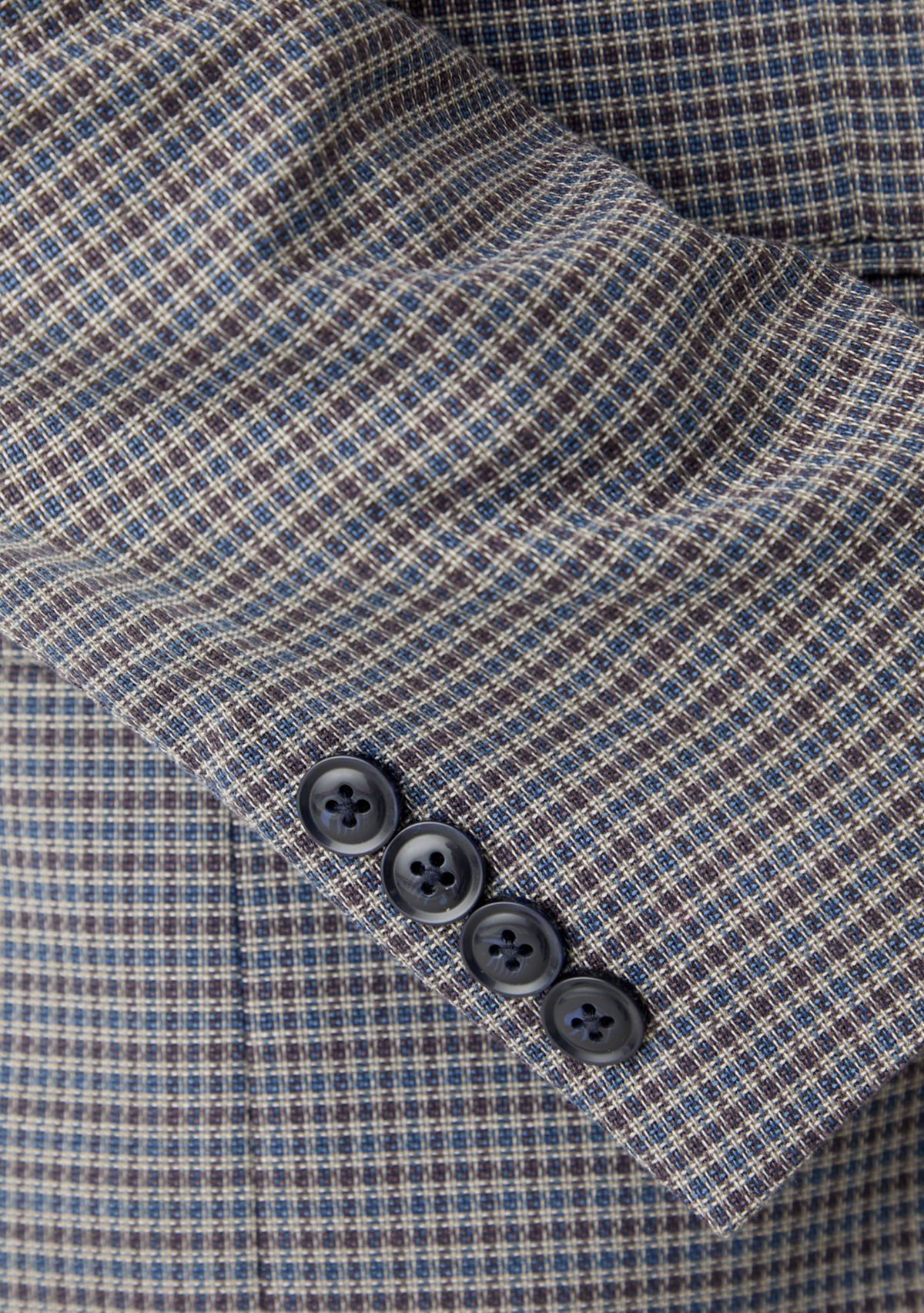 Tan Blue Check Printed Sportcoat