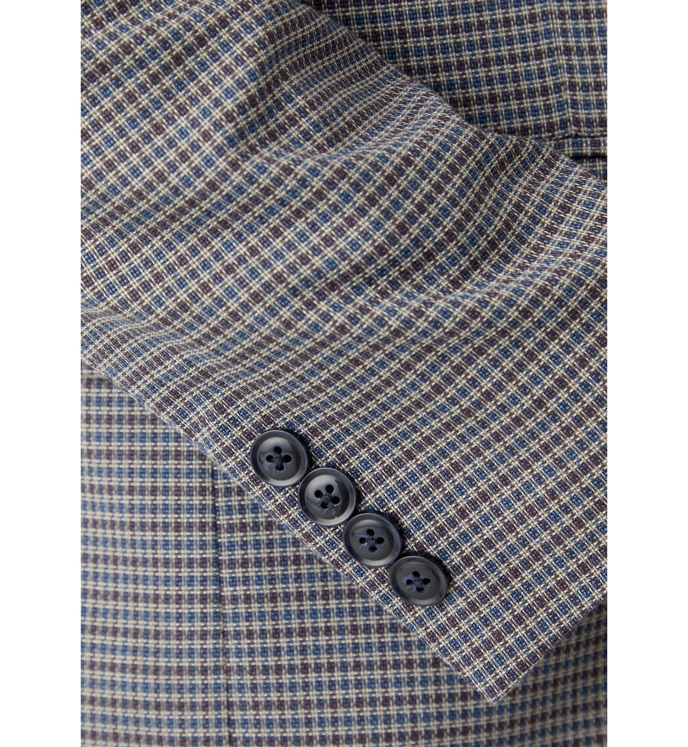 Tan Blue Check Printed Sportcoat