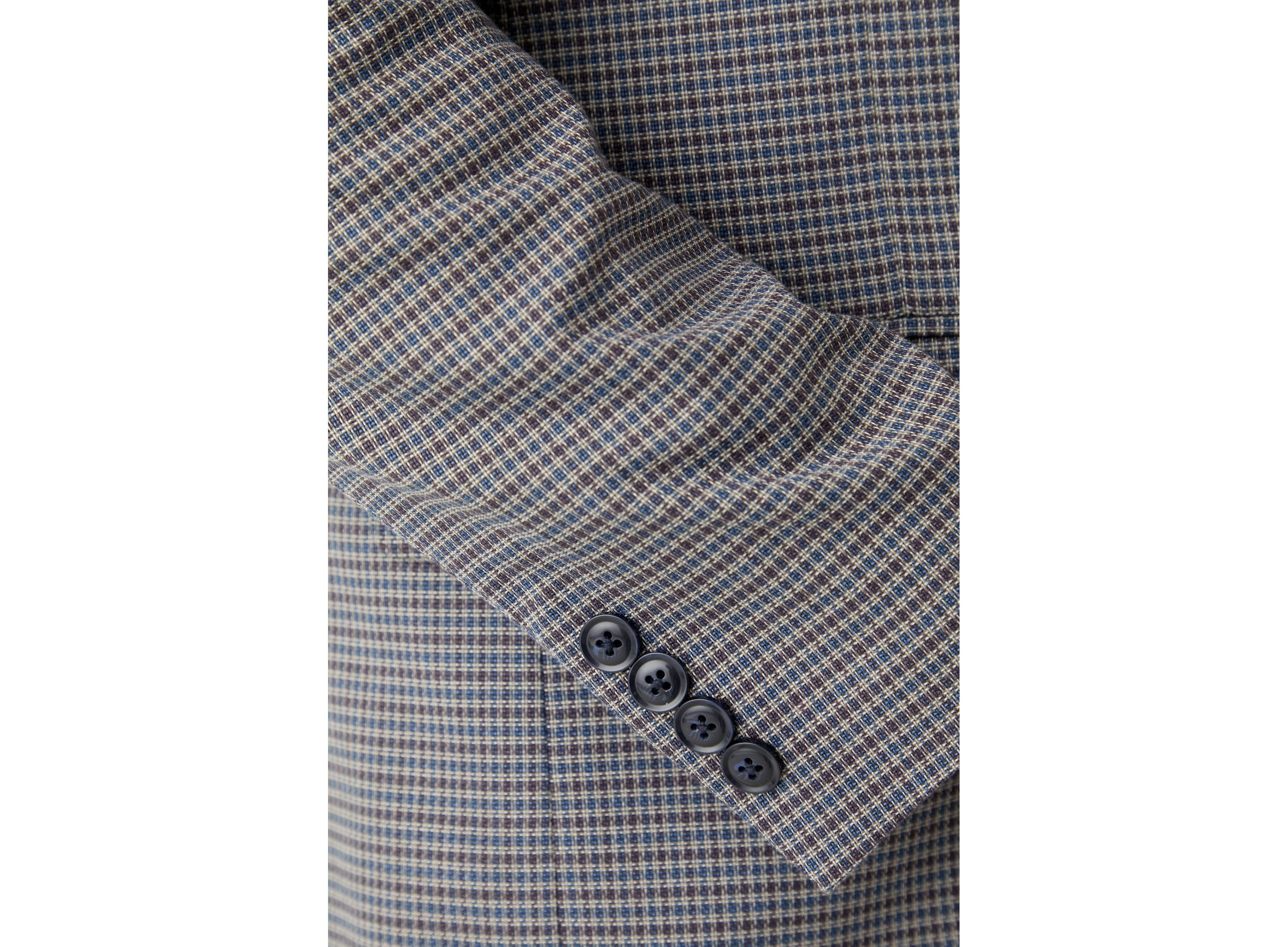 Tan Blue Check Printed Sportcoat