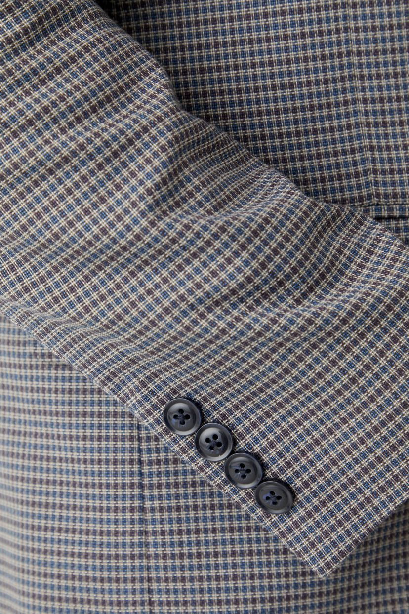 Tan Blue Check Printed Sportcoat
