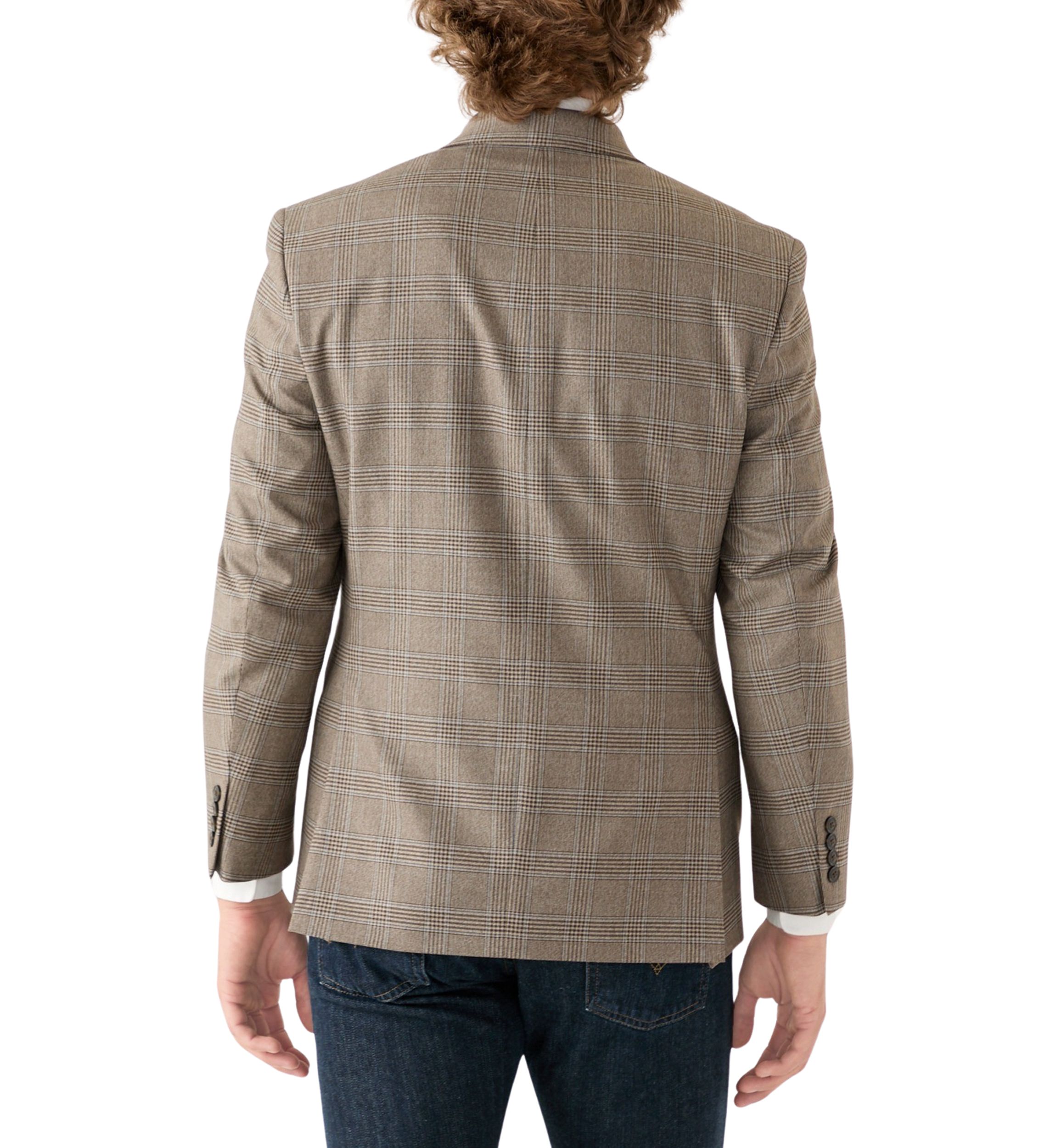 Tan Plaid Printed Sportcoat