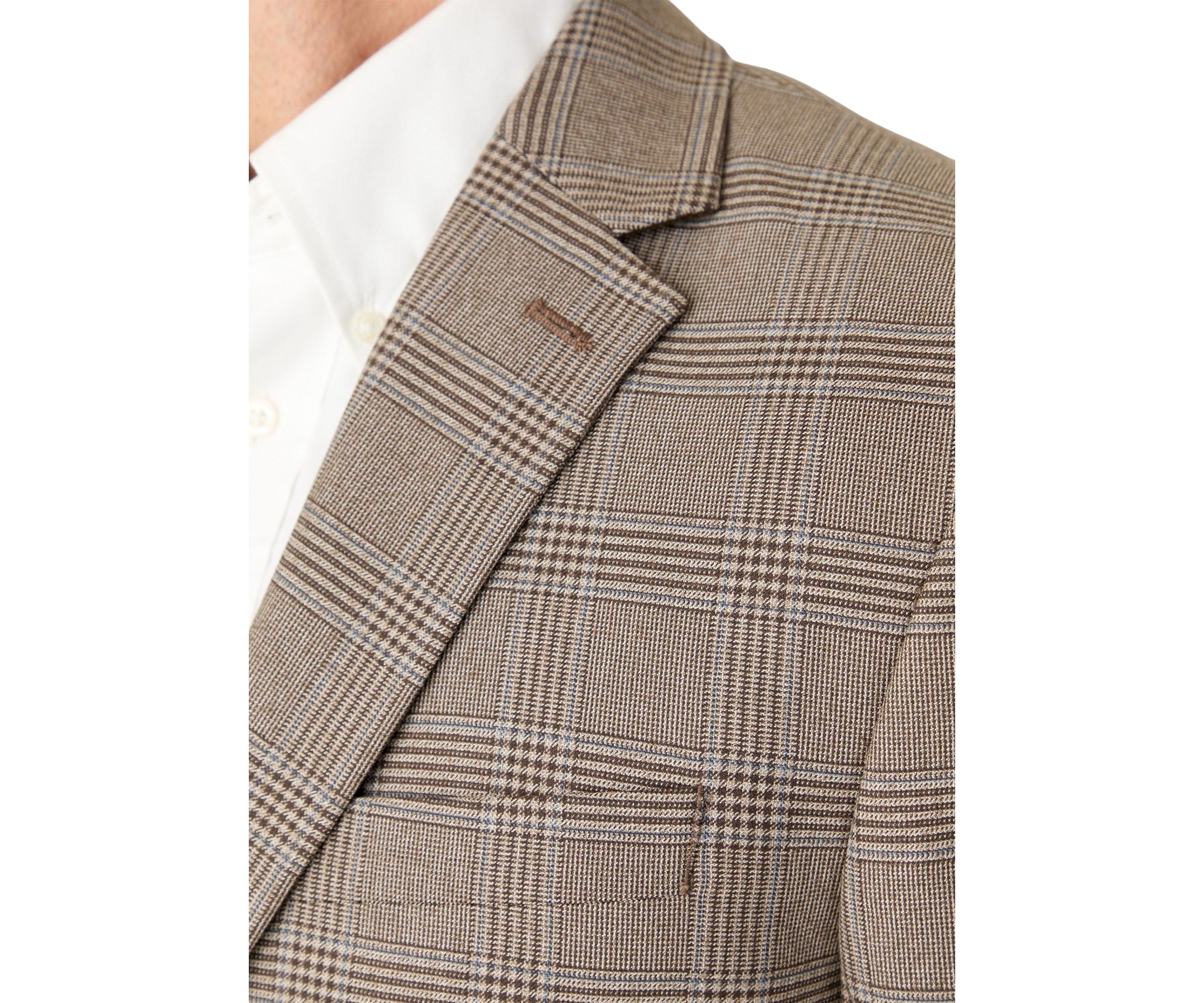 Tan Plaid Printed Sportcoat