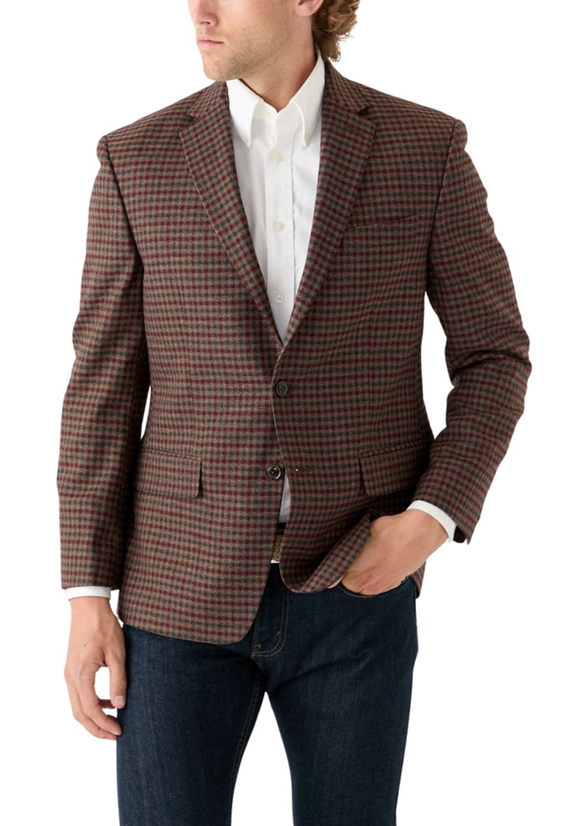 Burgundy Navy Brown Check Printed Sportcoat