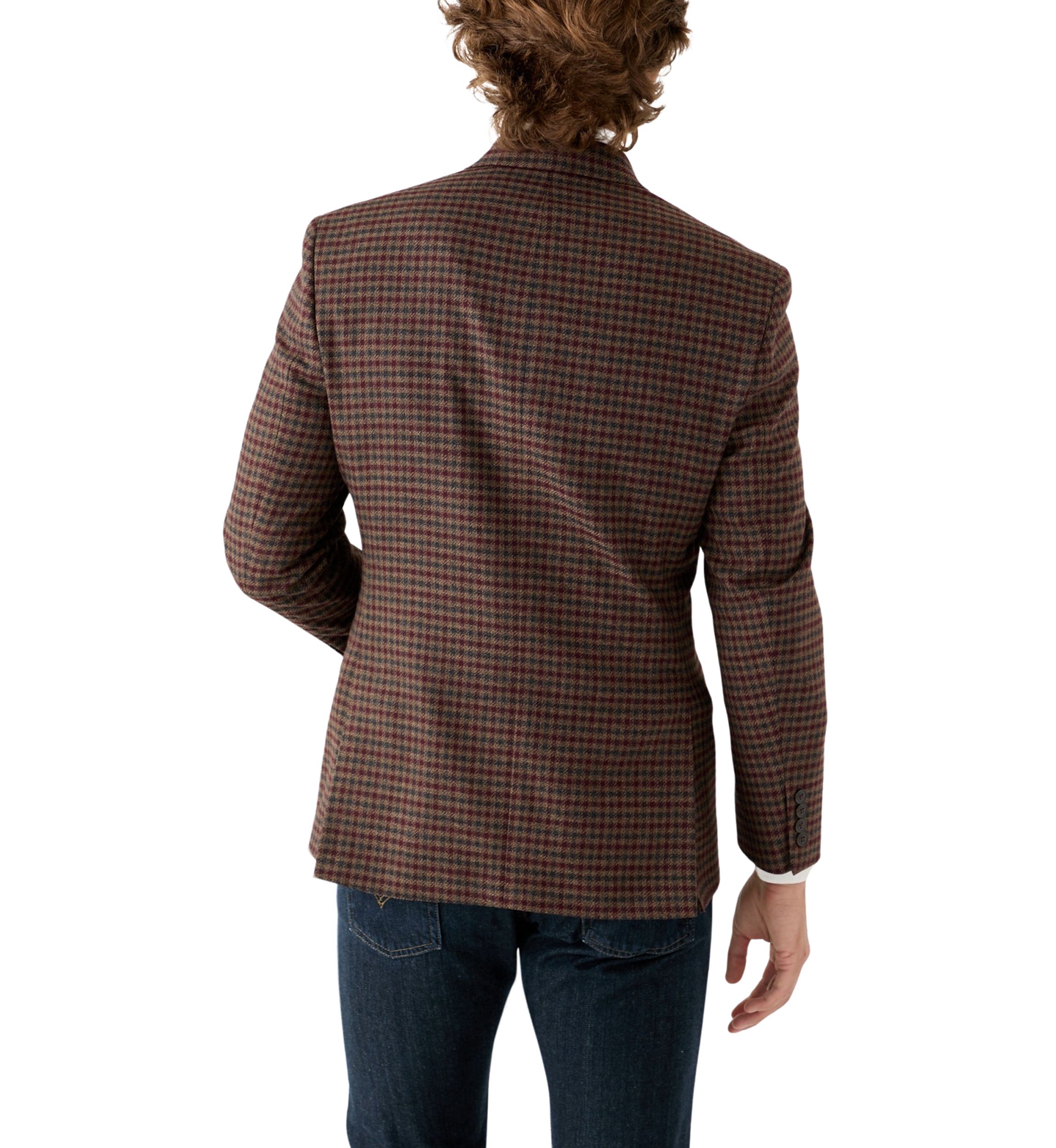 Burgundy Navy Brown Check Printed Sportcoat