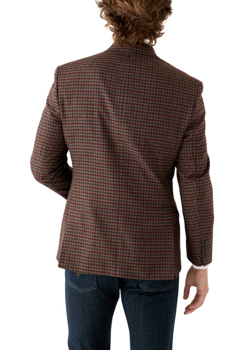Burgundy Navy Brown Check Printed Sportcoat