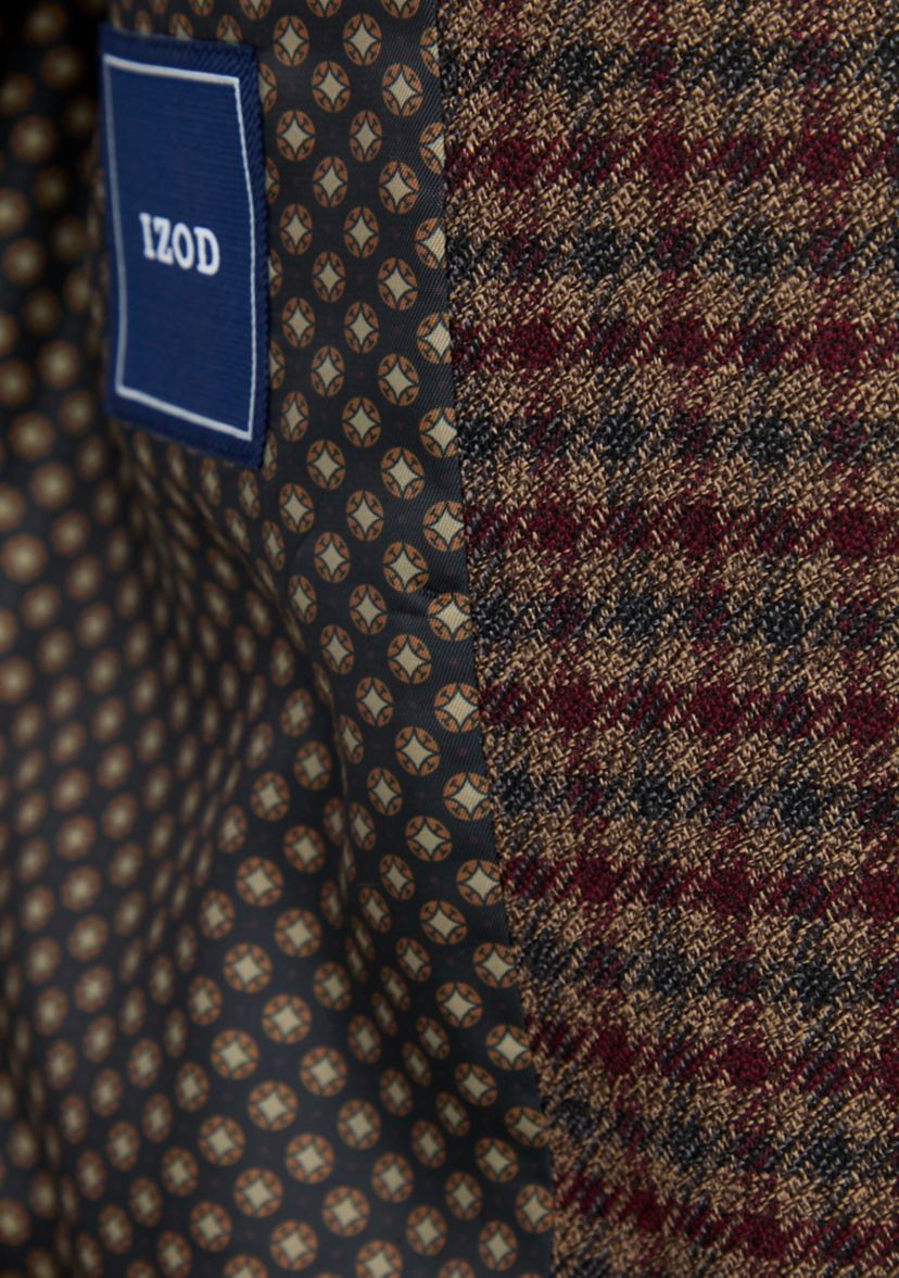 Burgundy Navy Brown Check Printed Sportcoat