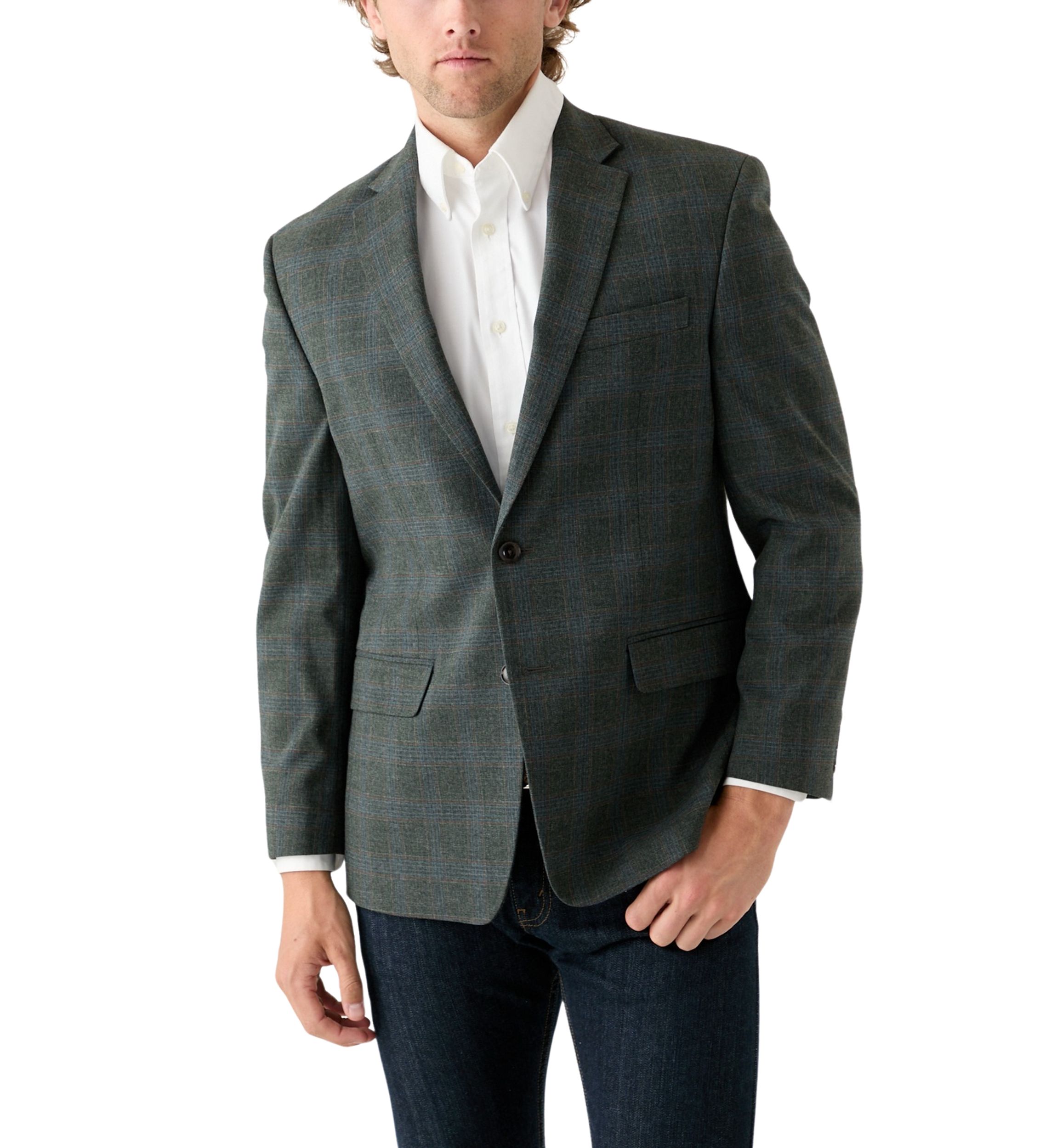 Olive Plaid Printed Sportcoat