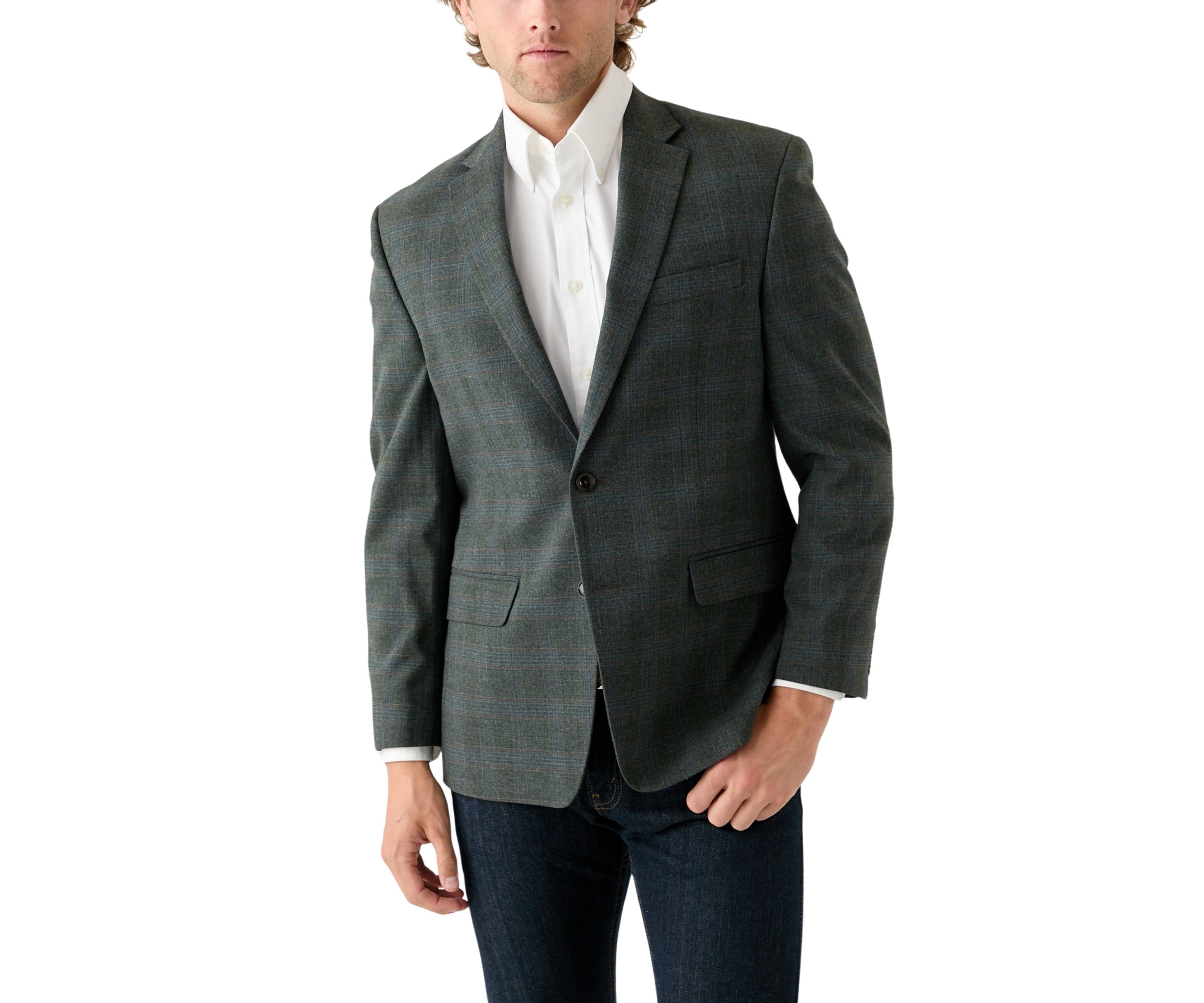 Olive Plaid Printed Sportcoat