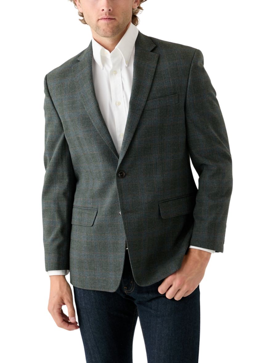 Olive Plaid Printed Sportcoat