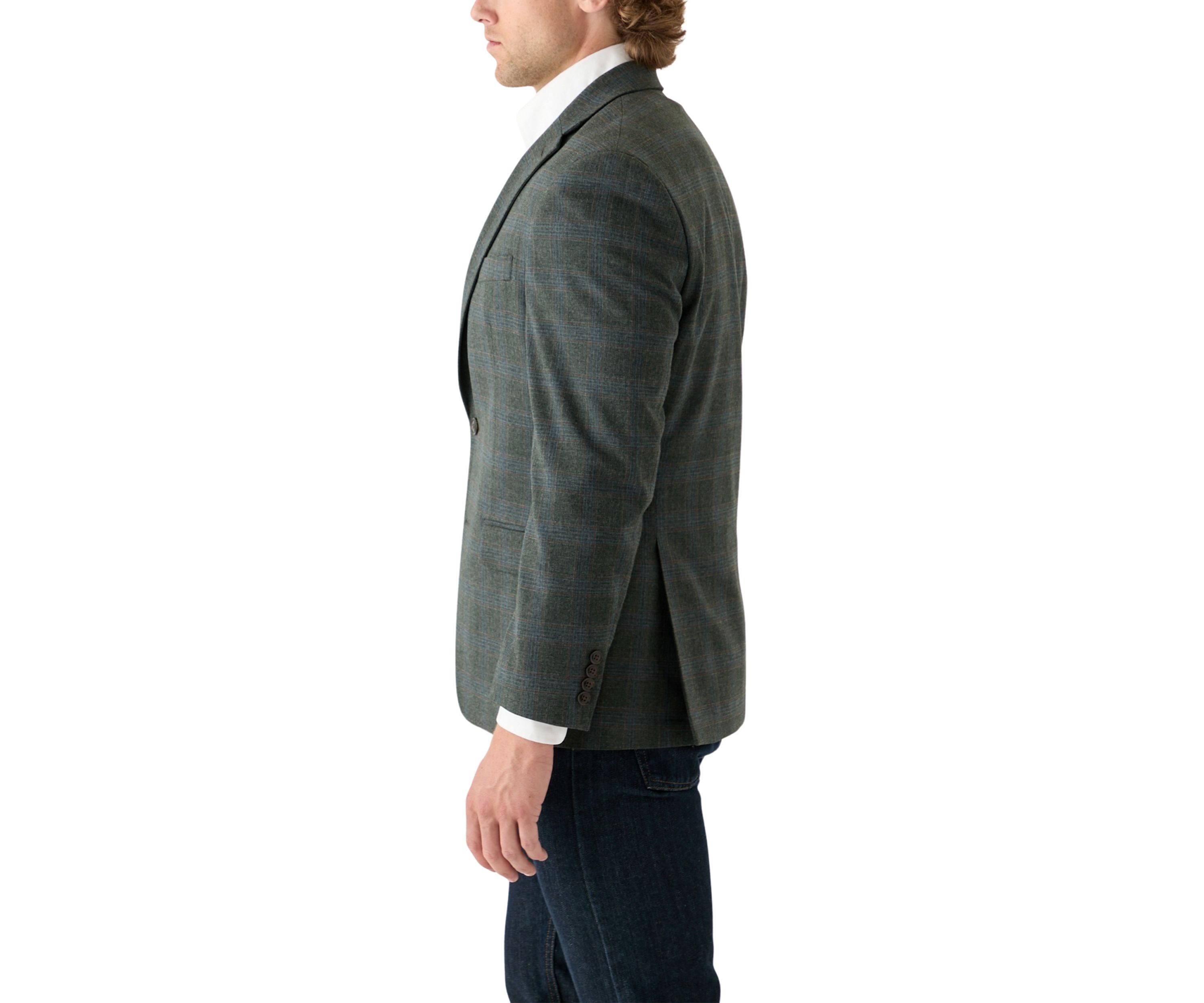 Olive Plaid Printed Sportcoat