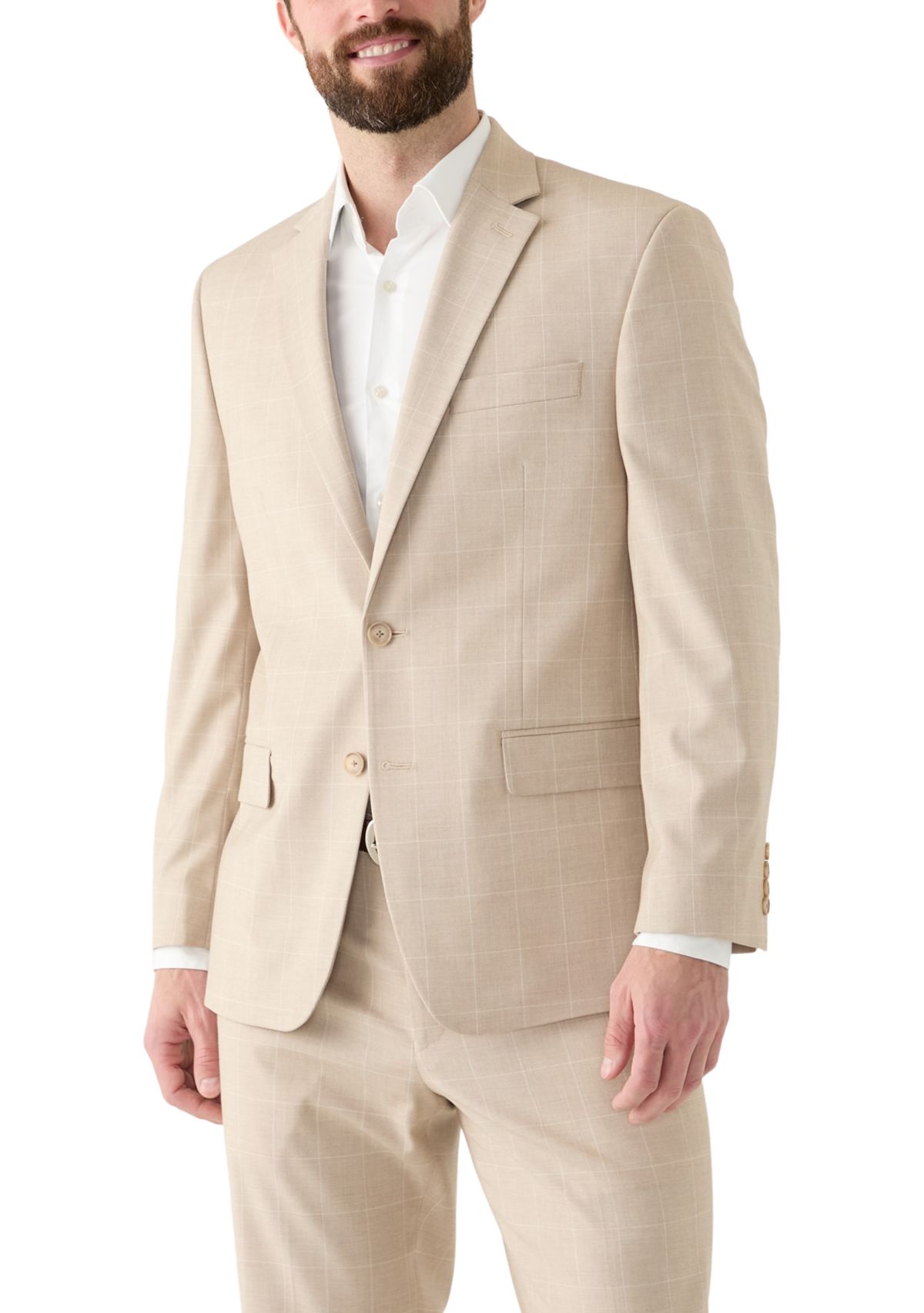 Single Breasted Windowpane Suit Separate Jacket