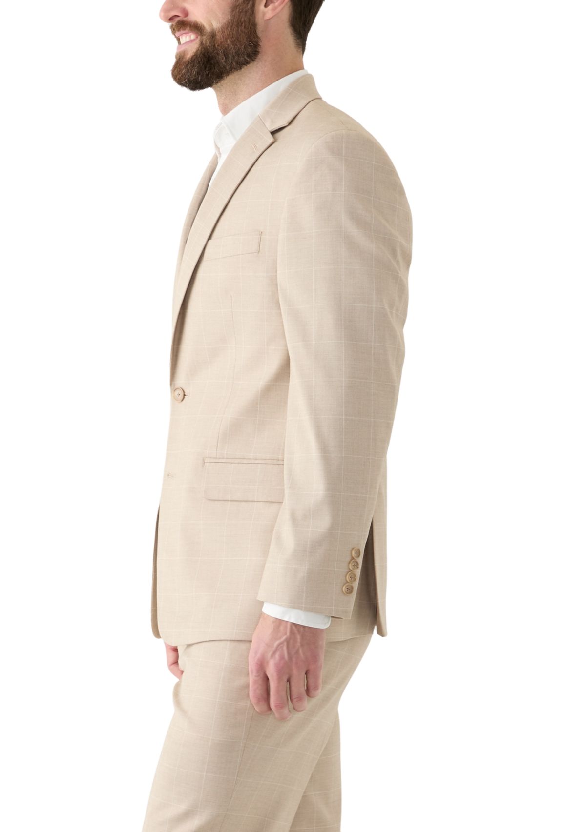 Single Breasted Windowpane Suit Separate Jacket