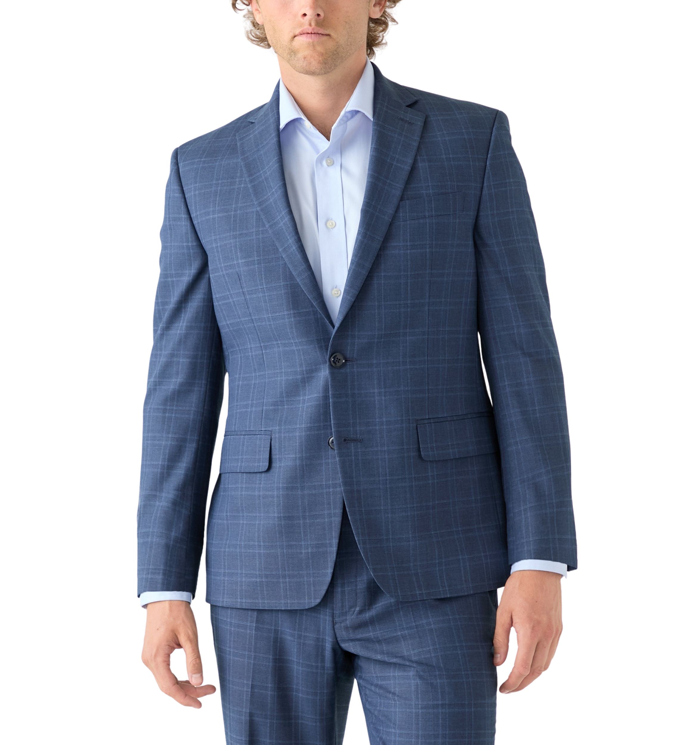 Blue Plaid Suit Jacket