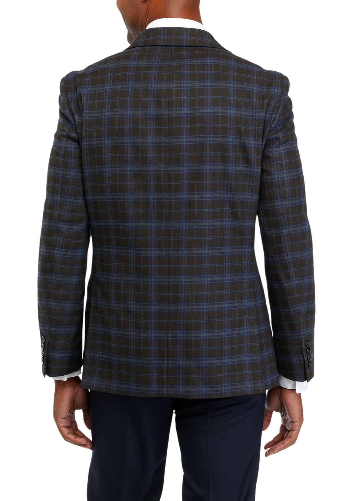 Single Breasted 2 Button Front Plaid Sport Coat 