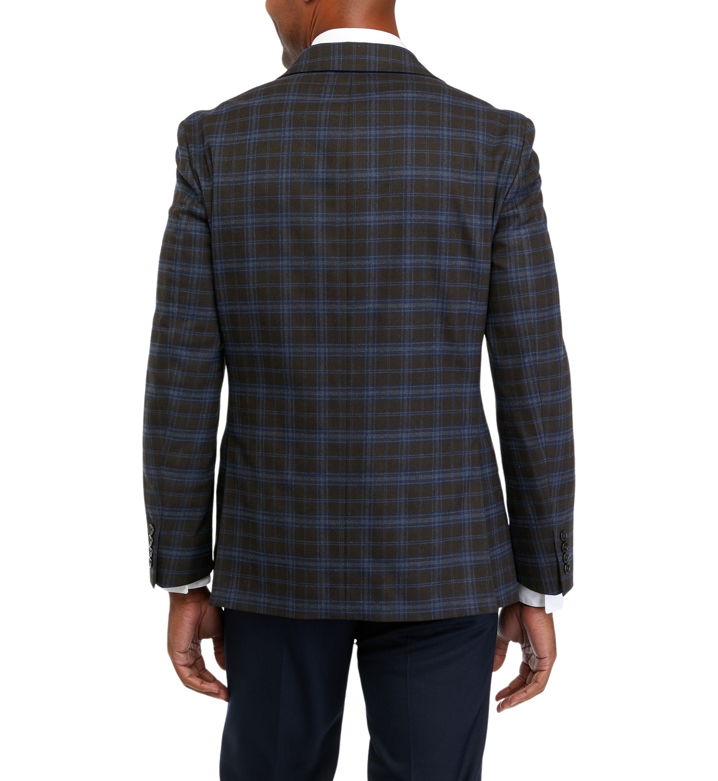 Single Breasted 2 Button Front Plaid Sport Coat 
