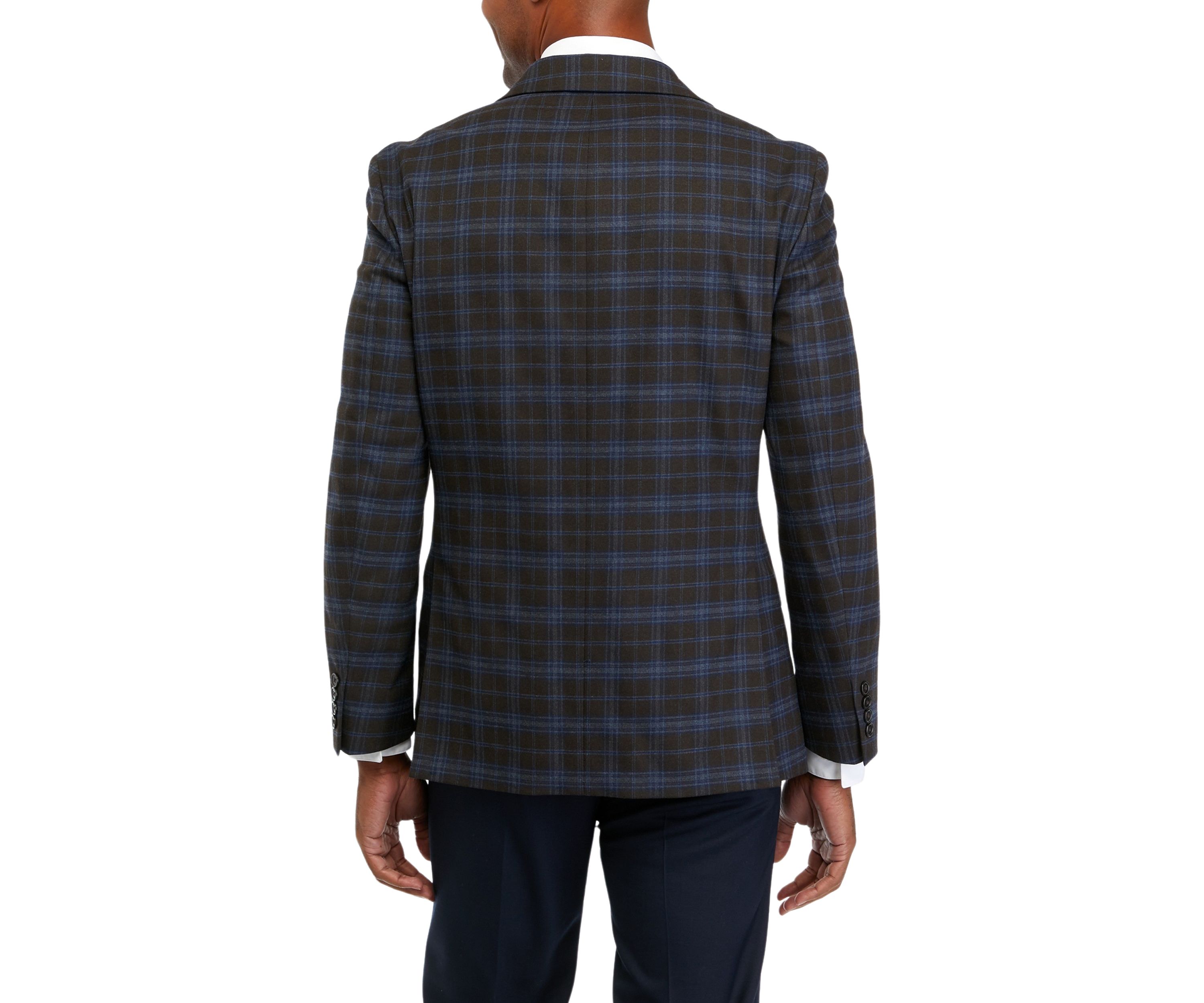 Single Breasted 2 Button Front Plaid Sport Coat 