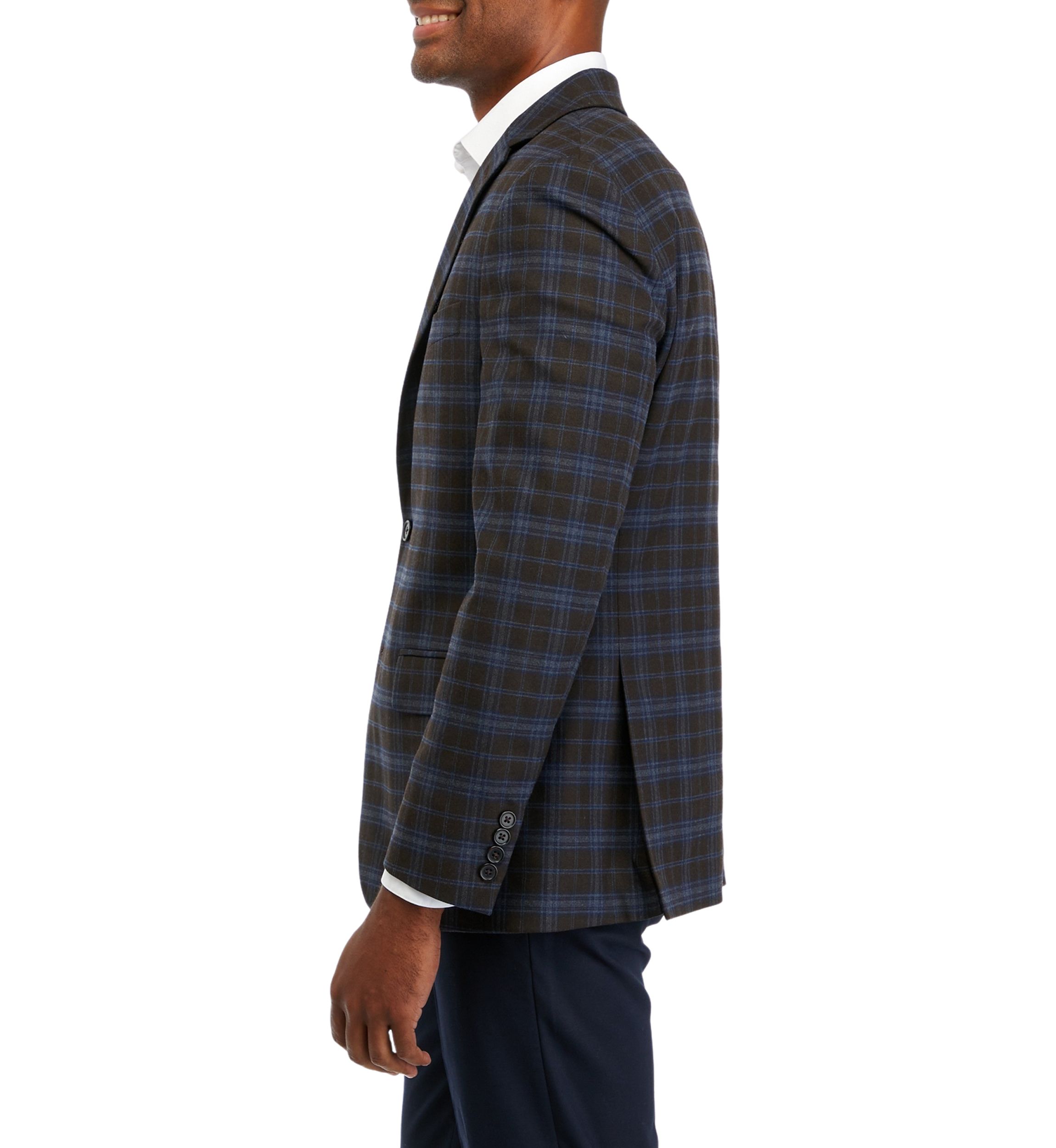 Single Breasted 2 Button Front Plaid Sport Coat 