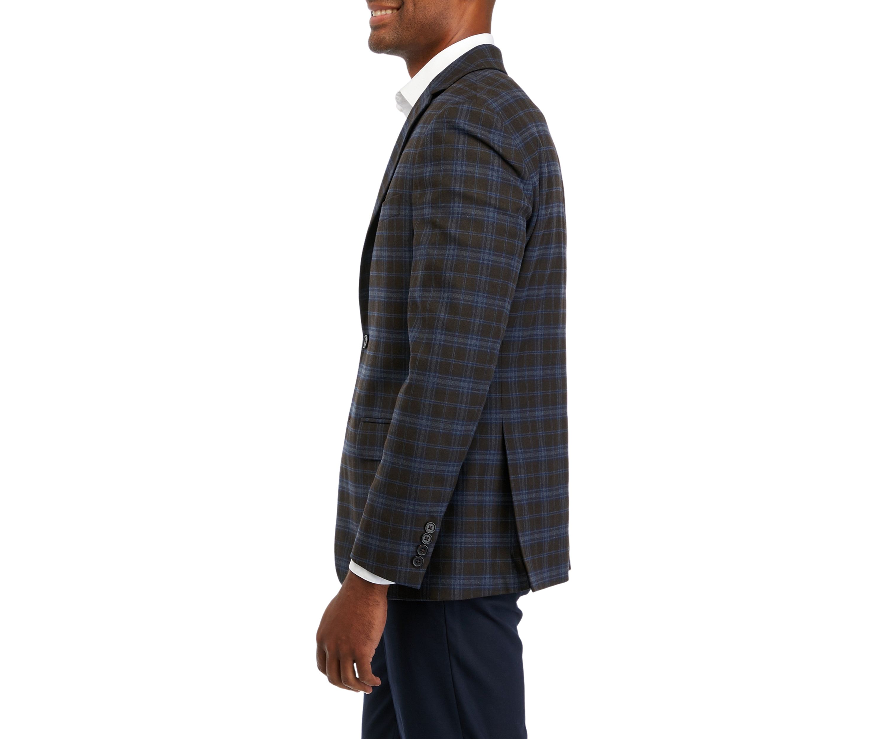Single Breasted 2 Button Front Plaid Sport Coat 