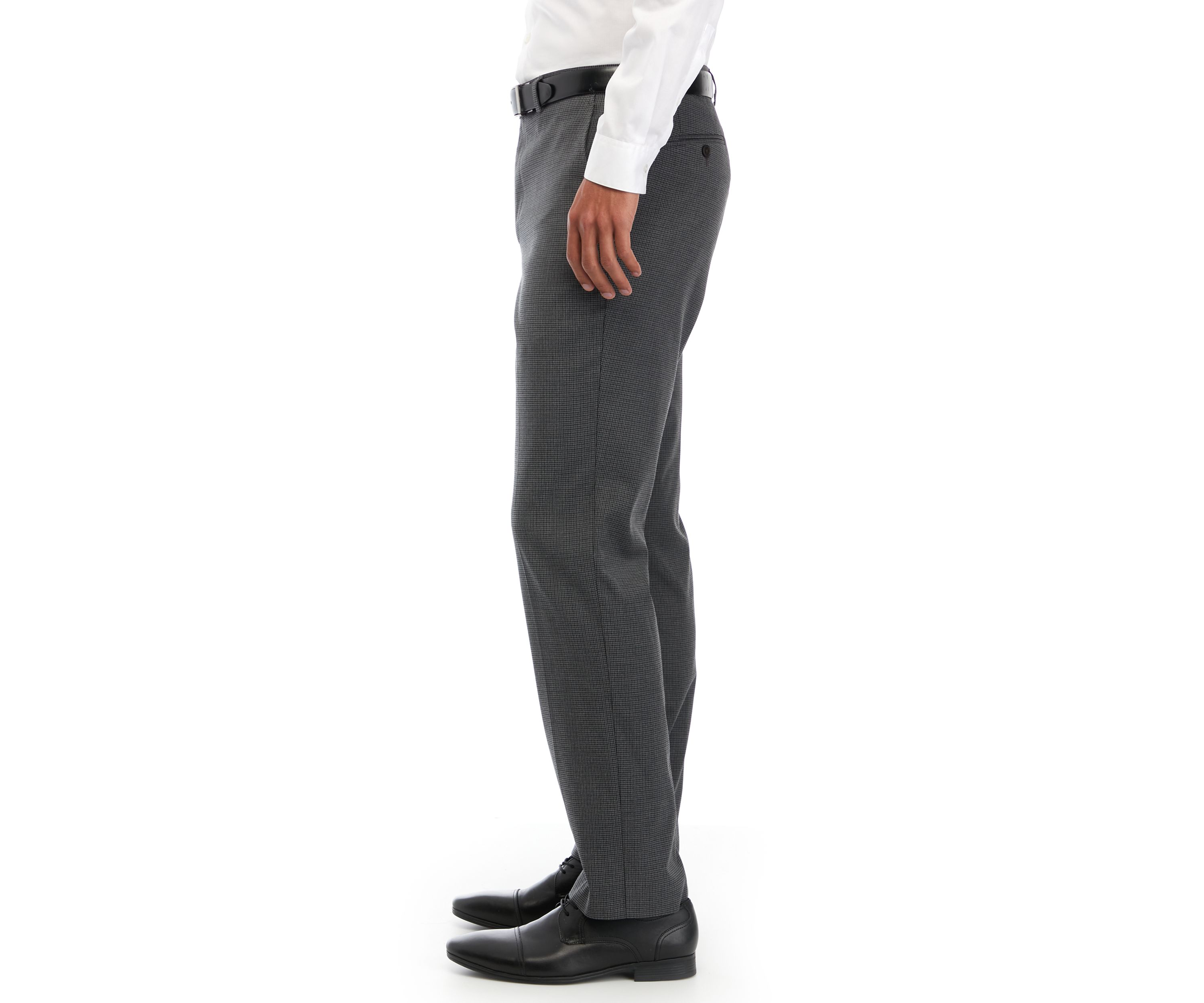 Small Check Flat Front Pants