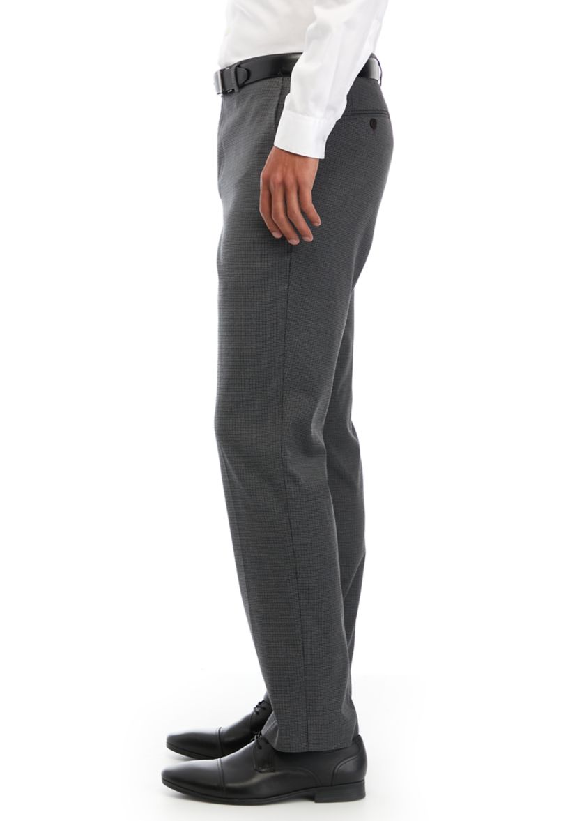 Small Check Flat Front Pants