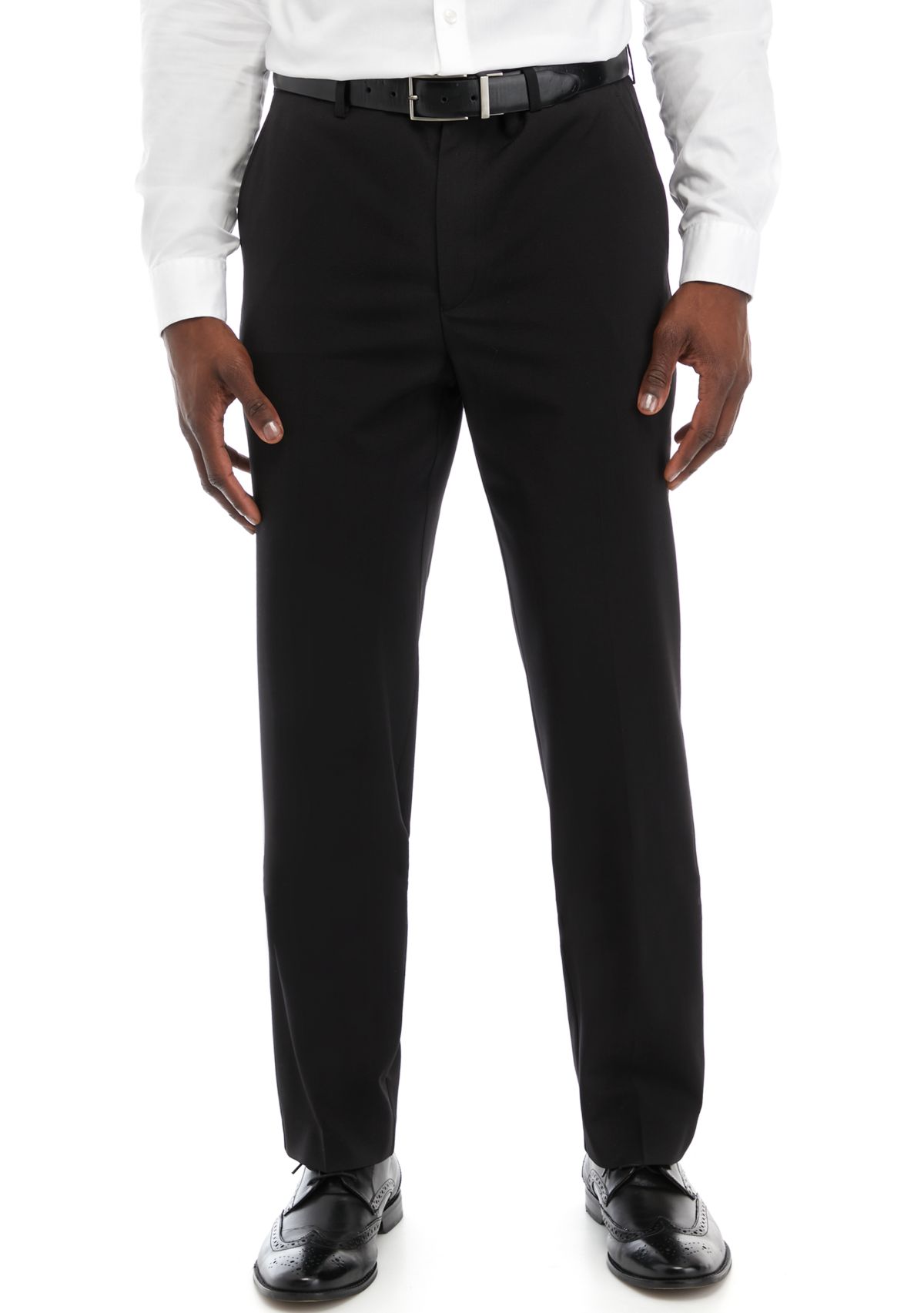 Textured Flat Front Pants