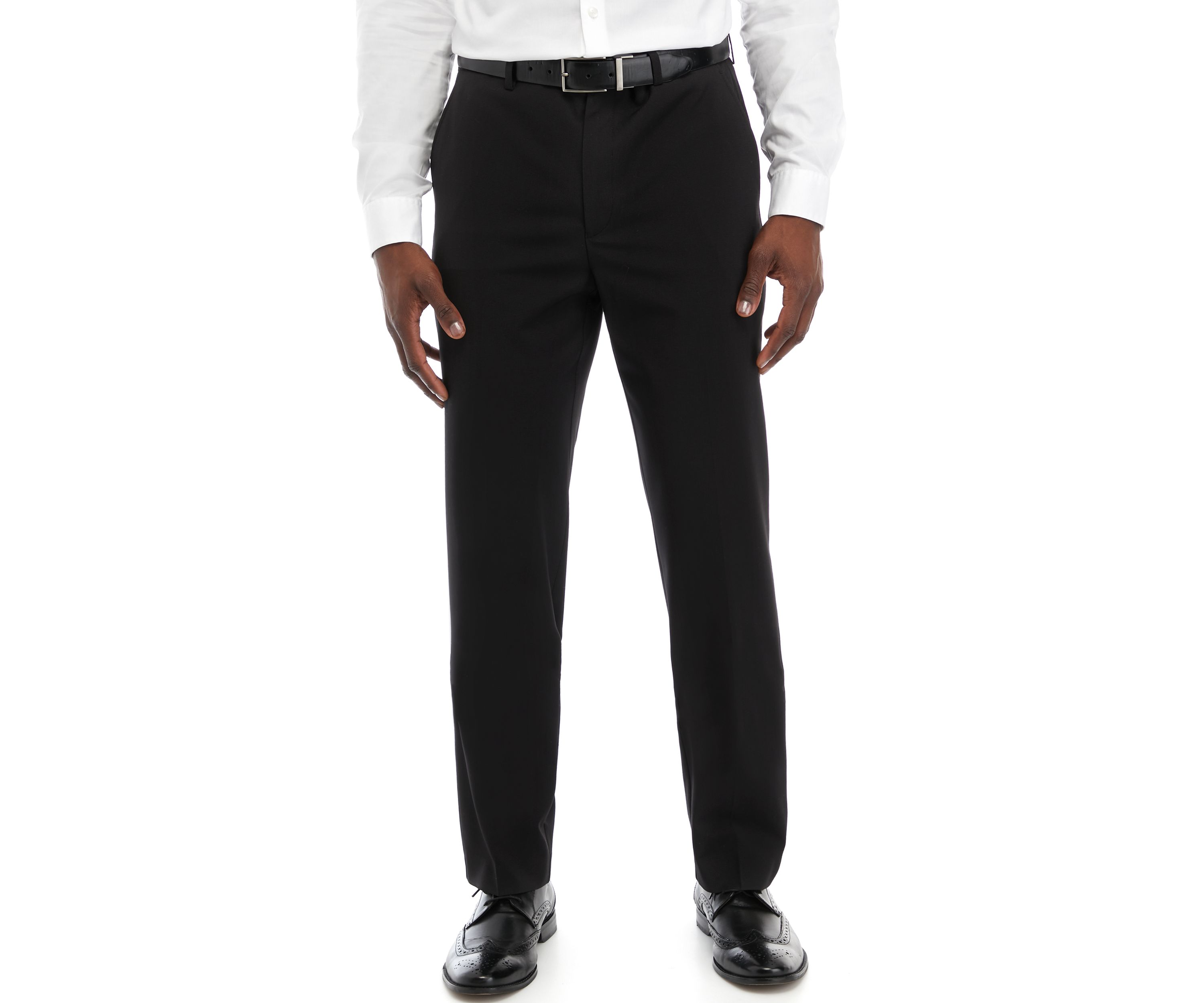 Textured Flat Front Pants