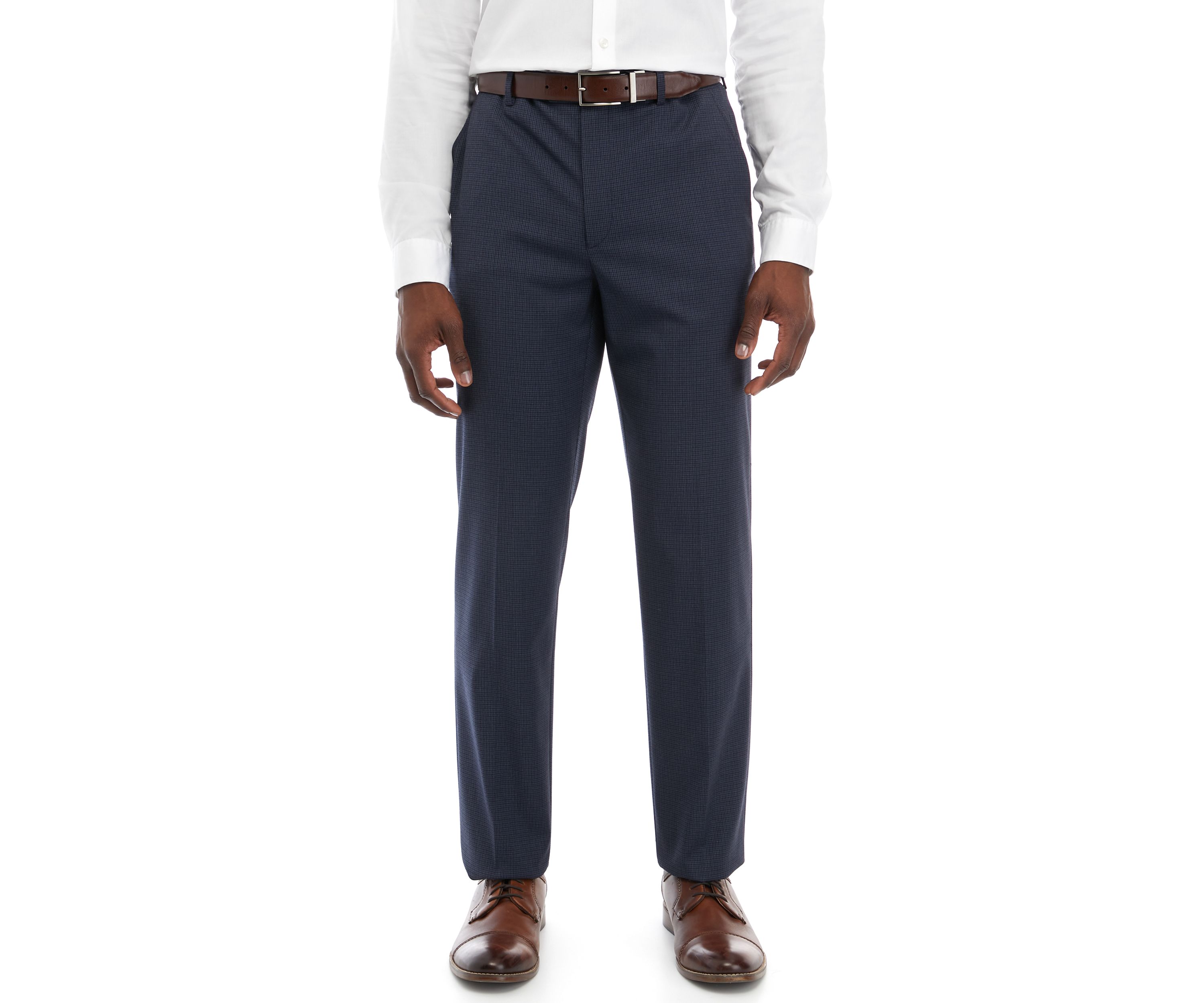 Small Check Flat Front Pants