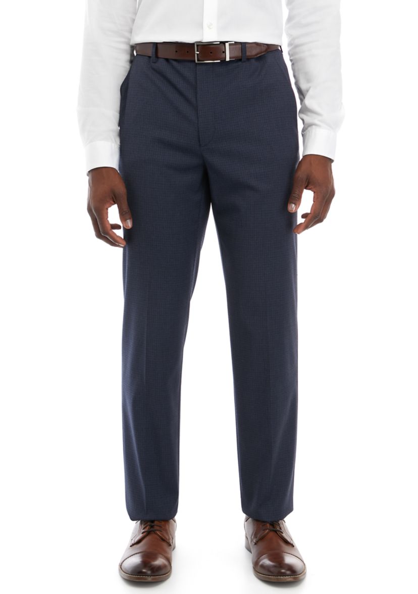Small Check Flat Front Pants