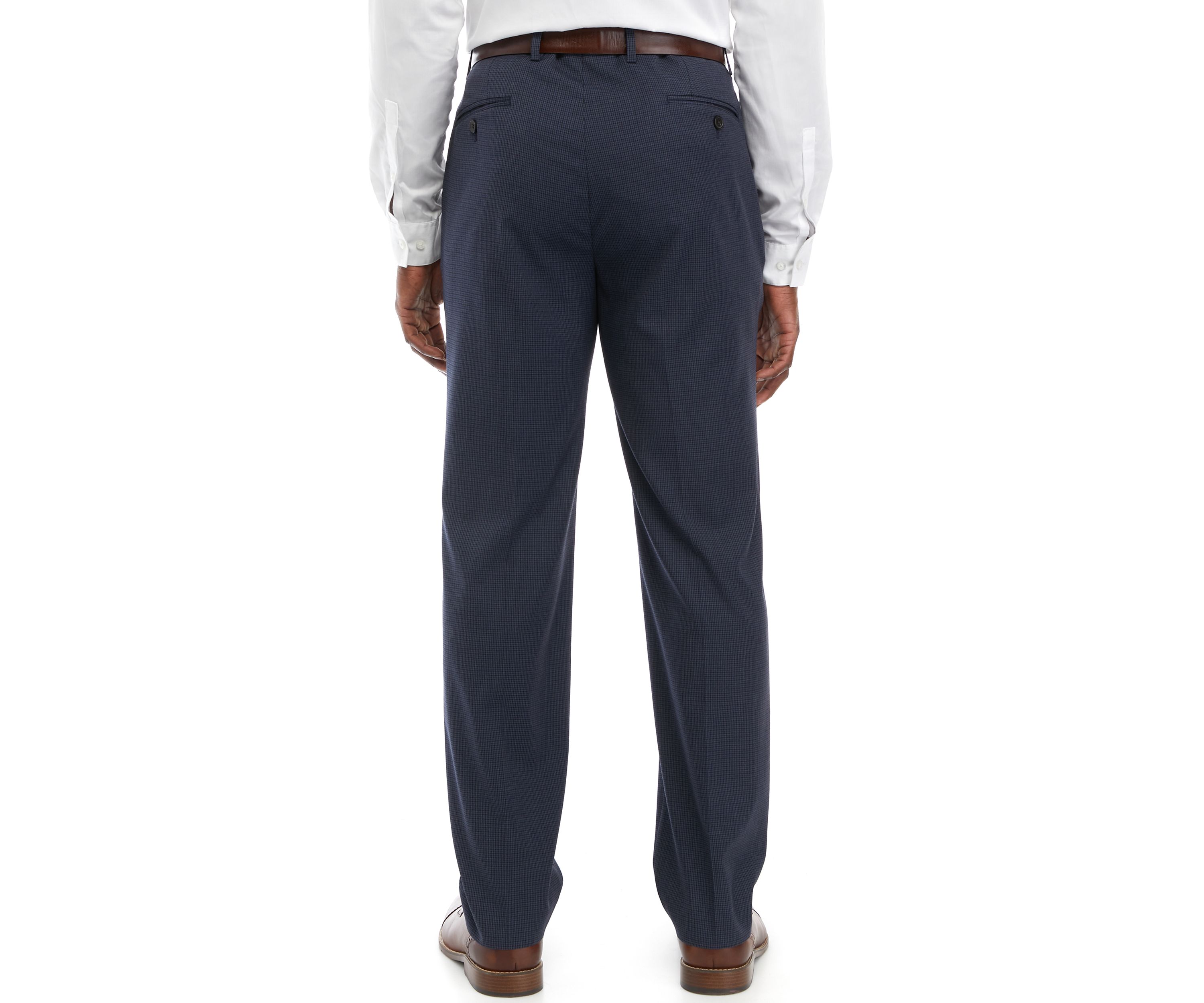 Small Check Flat Front Pants