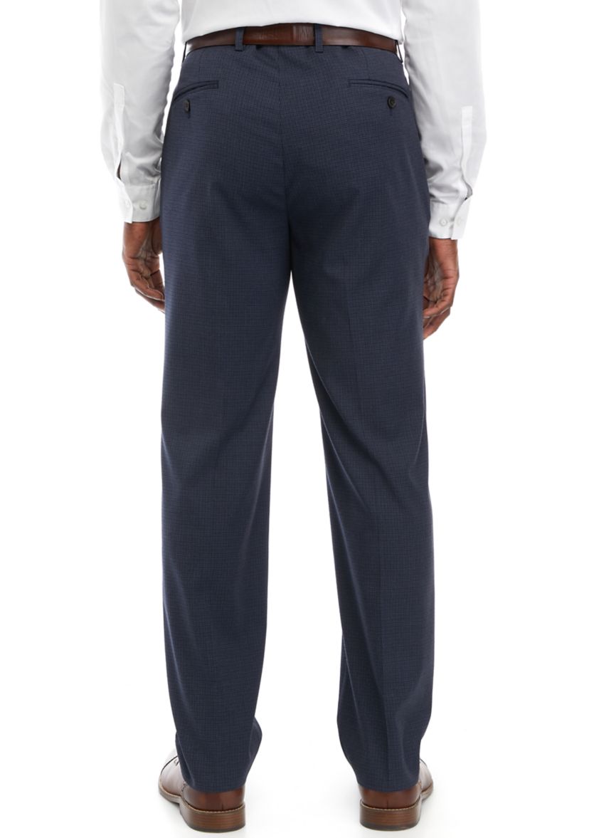Small Check Flat Front Pants