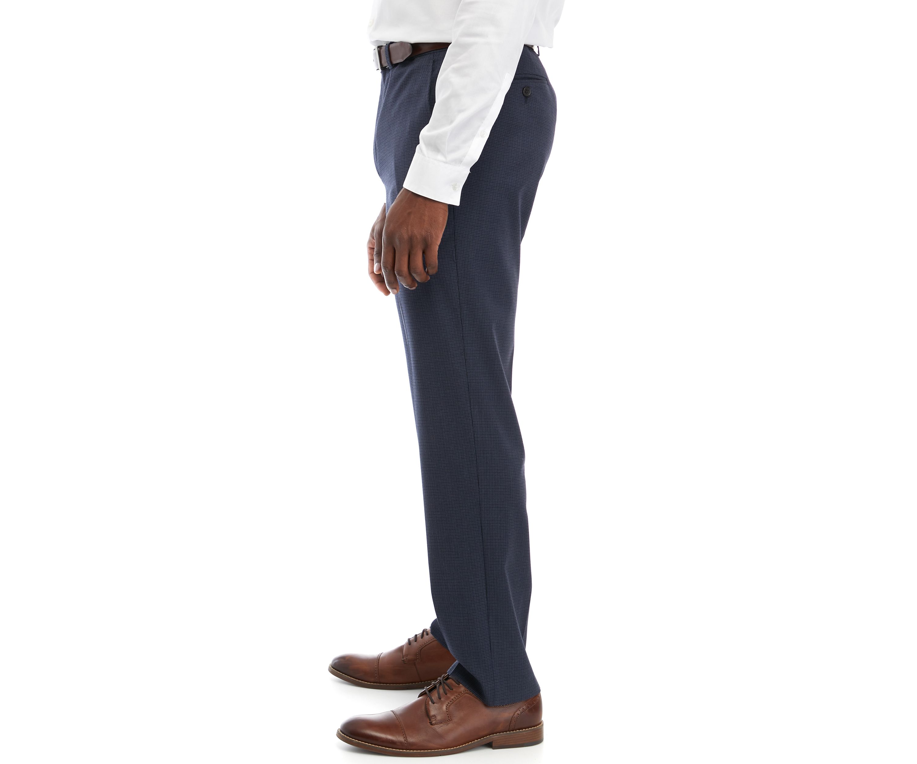 Small Check Flat Front Pants